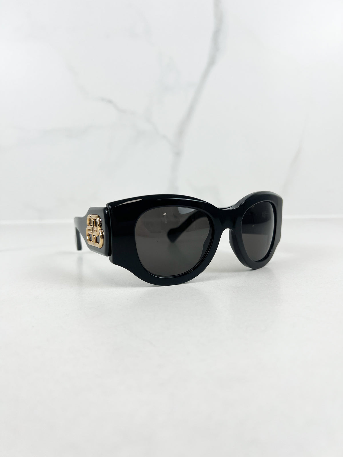 Balenciaga Black Frame Logo Sunglasses