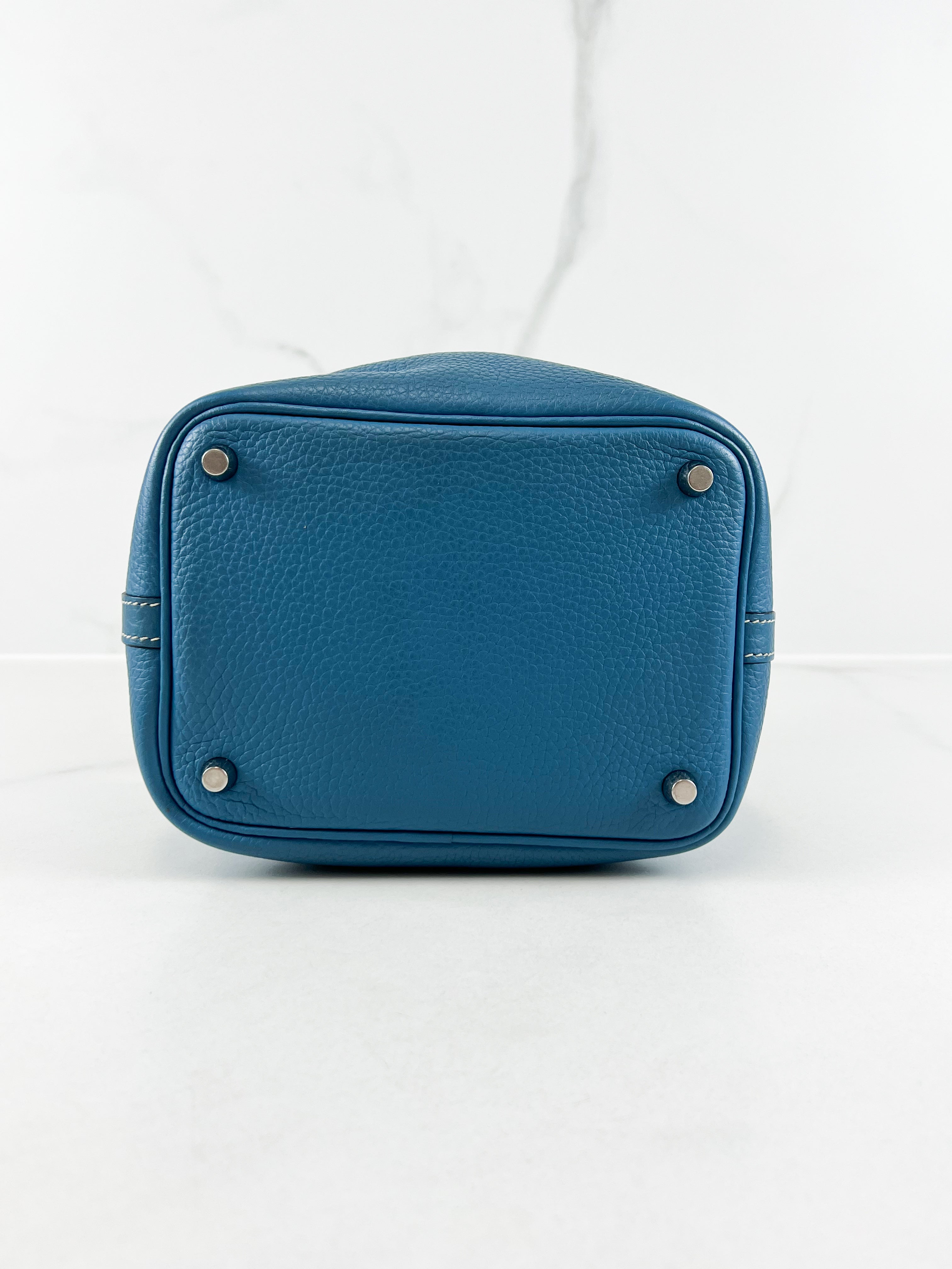 Hermes Picotin 18 in Bleu Jean Clemence Leather
