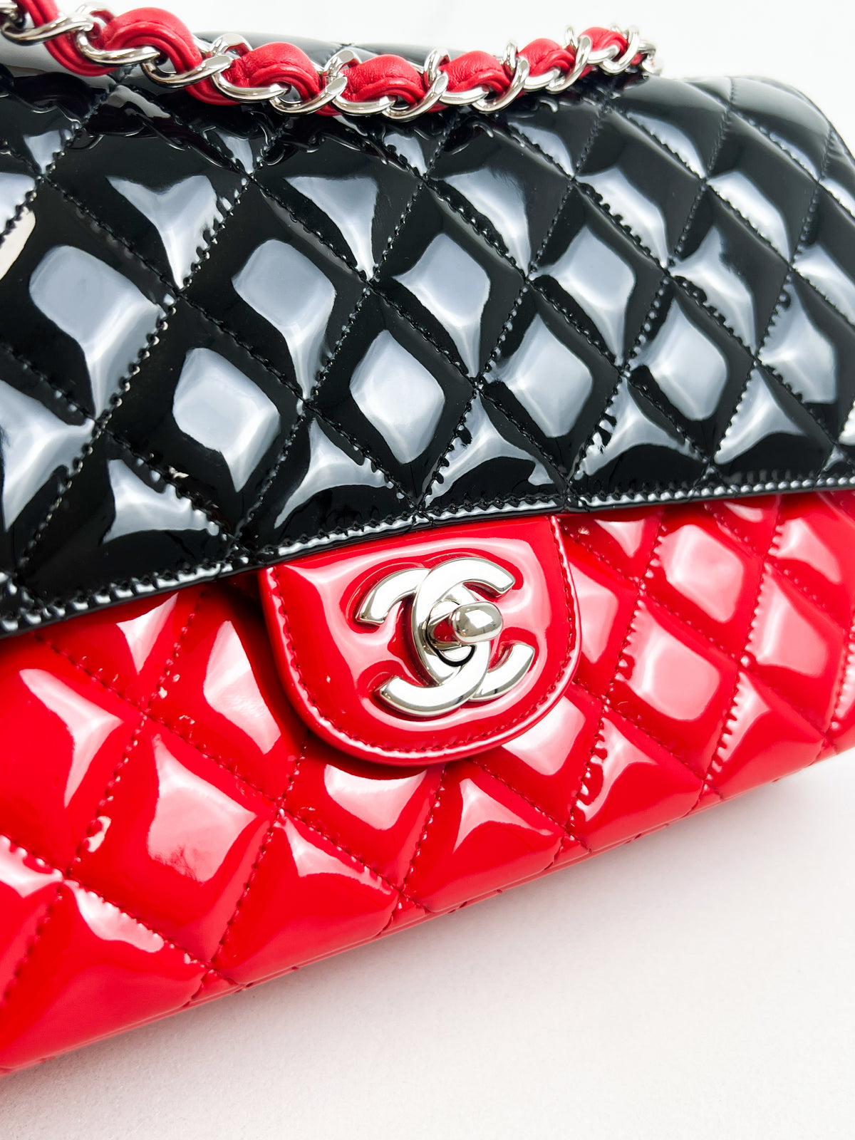 Chanel Small Classic Double Flap Patent Lambskin Shoulder Bag with SHW