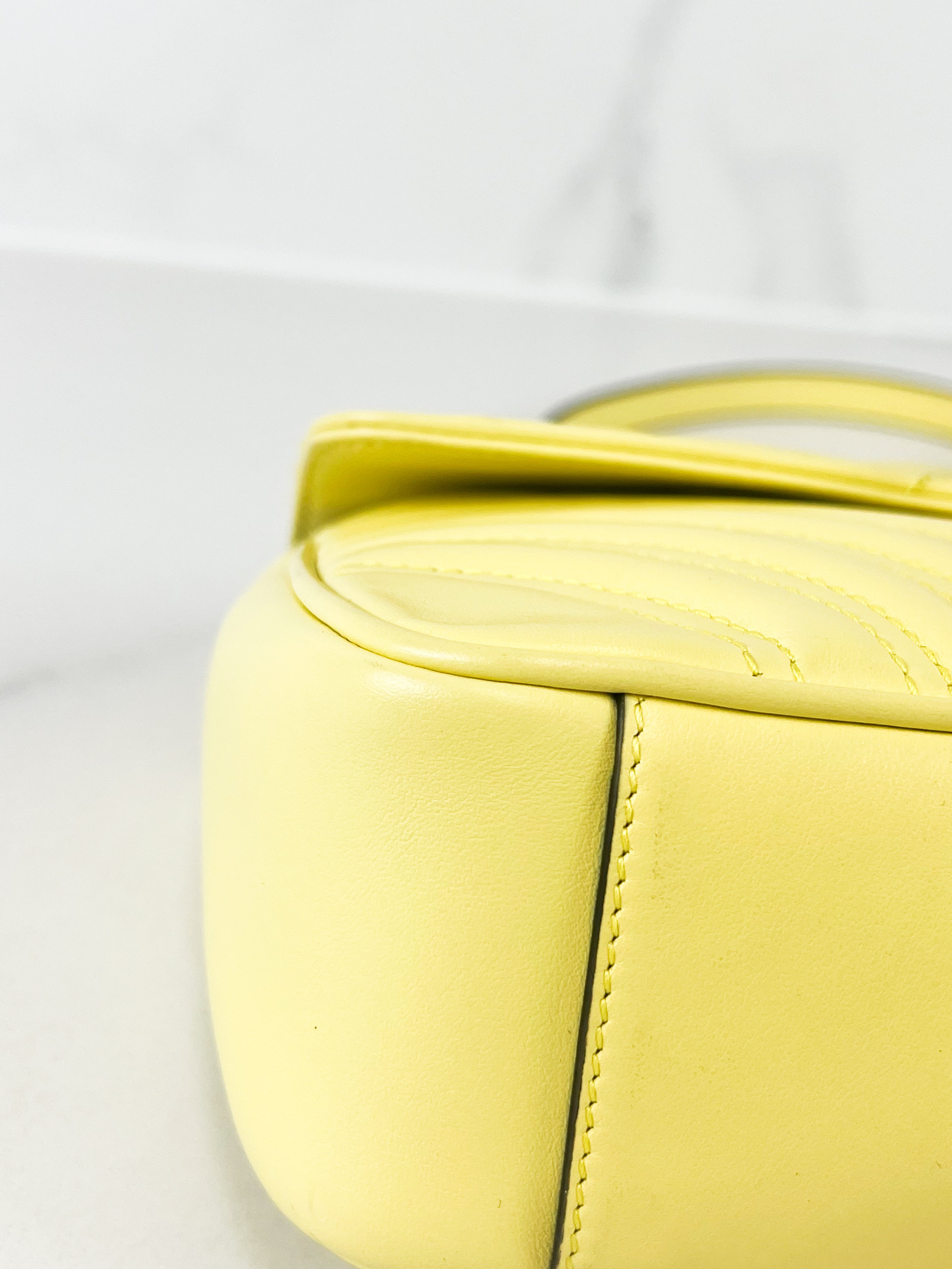 Gucci GG Marmont Matelasse Medium Yellow Flap Shoulder Bag