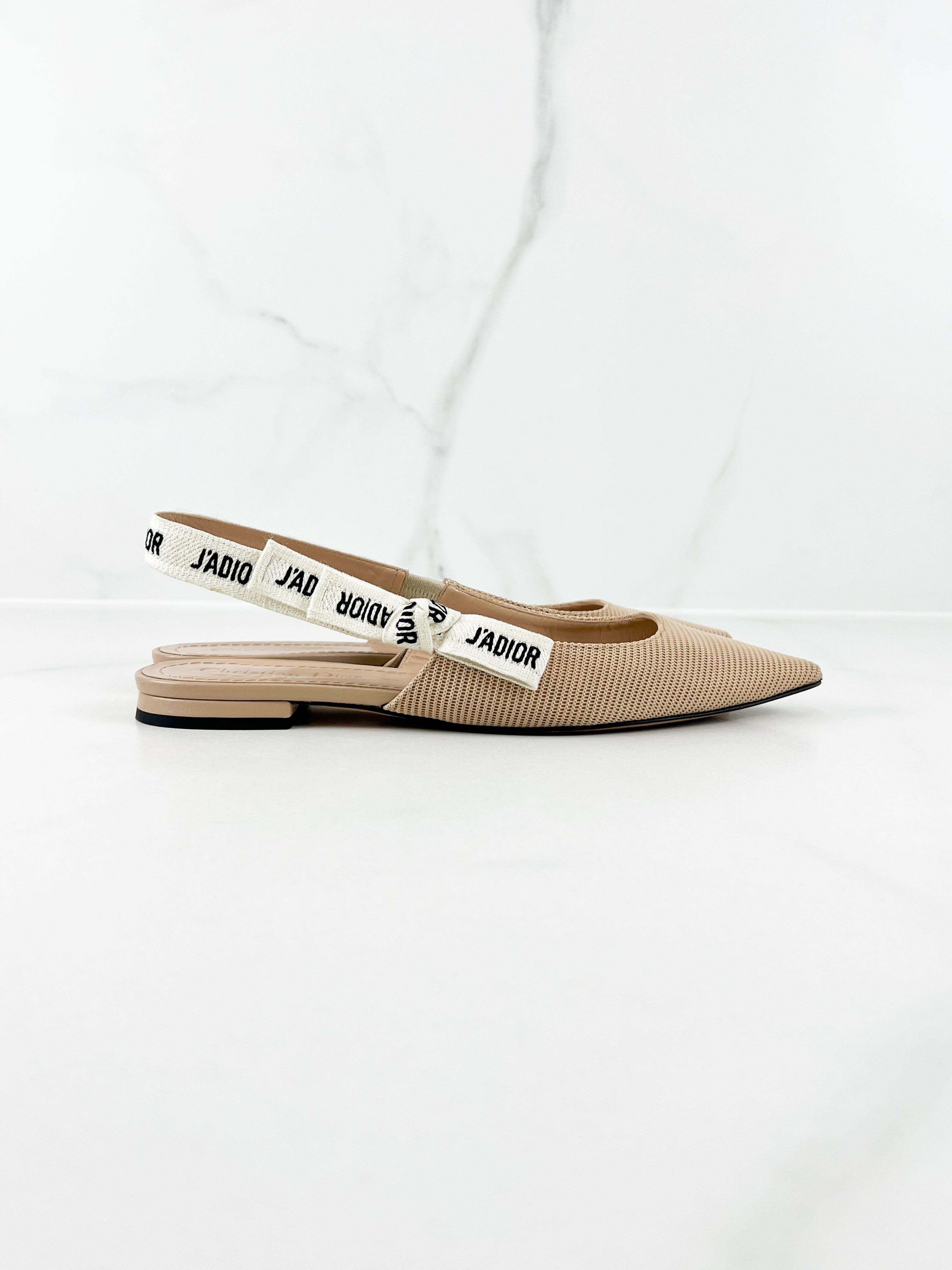 Christian Dior Nude J'adior Slingback Flats Size 38.5