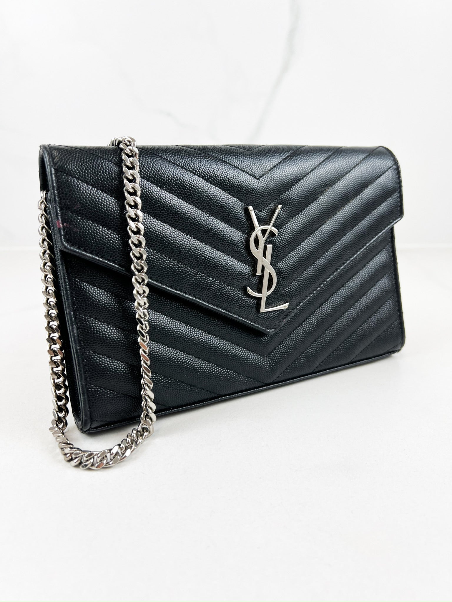Saint Laurent Black Cassandre Envelope WOC