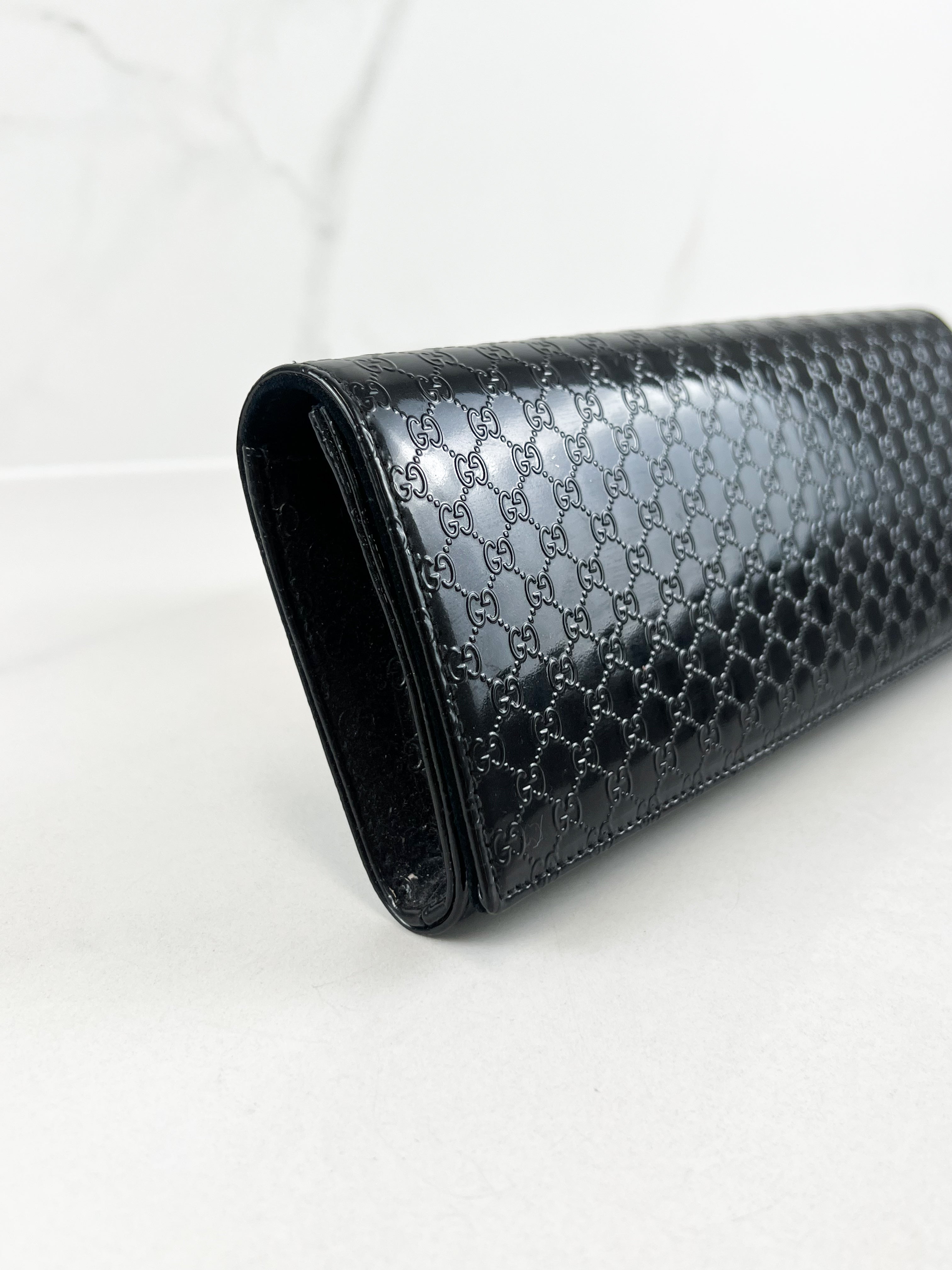Gucci Black Microguccissima Patent Clutch