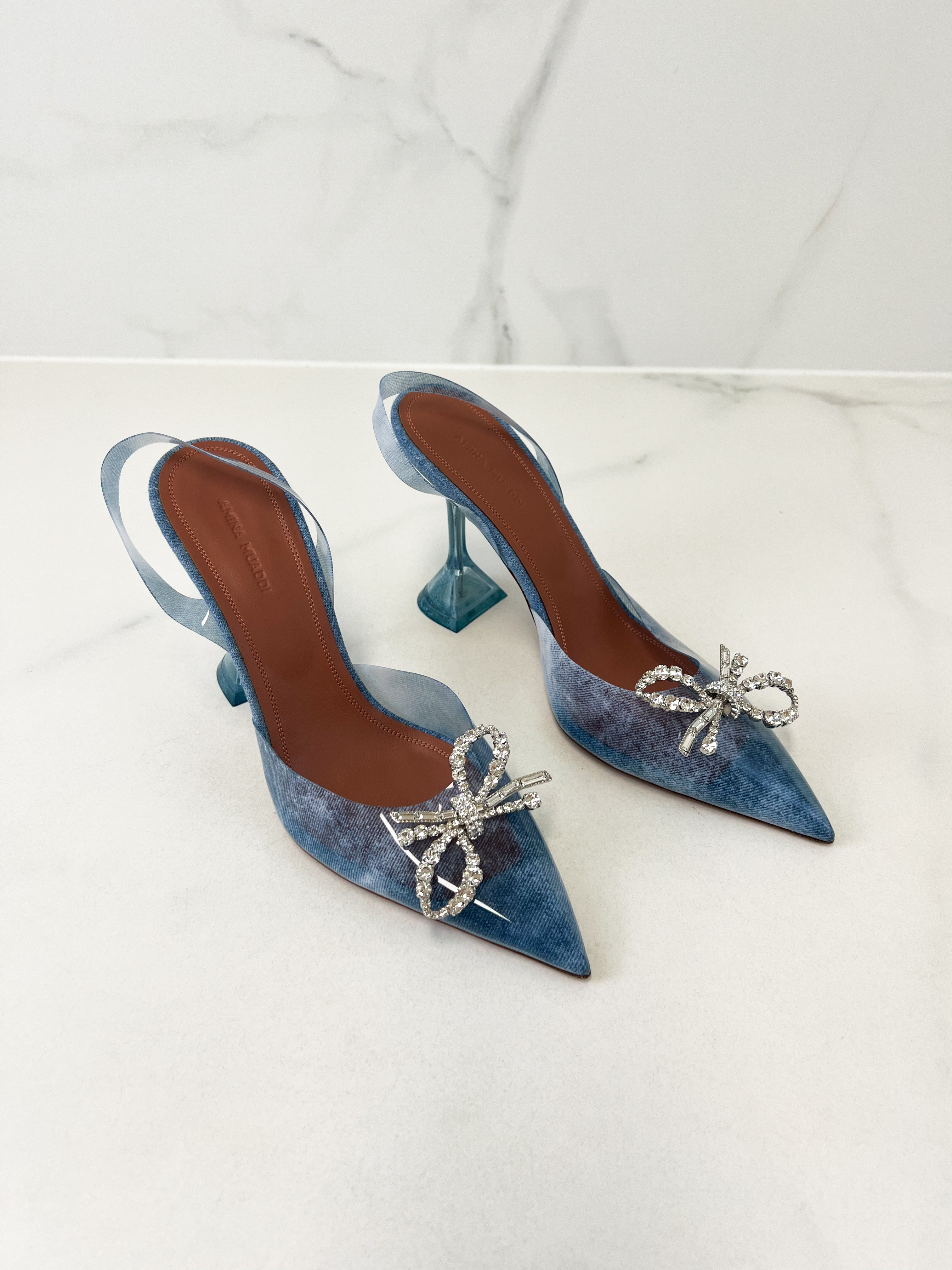 Amina Muaddi Rosie Glass Sling 95mm Pump Size 40