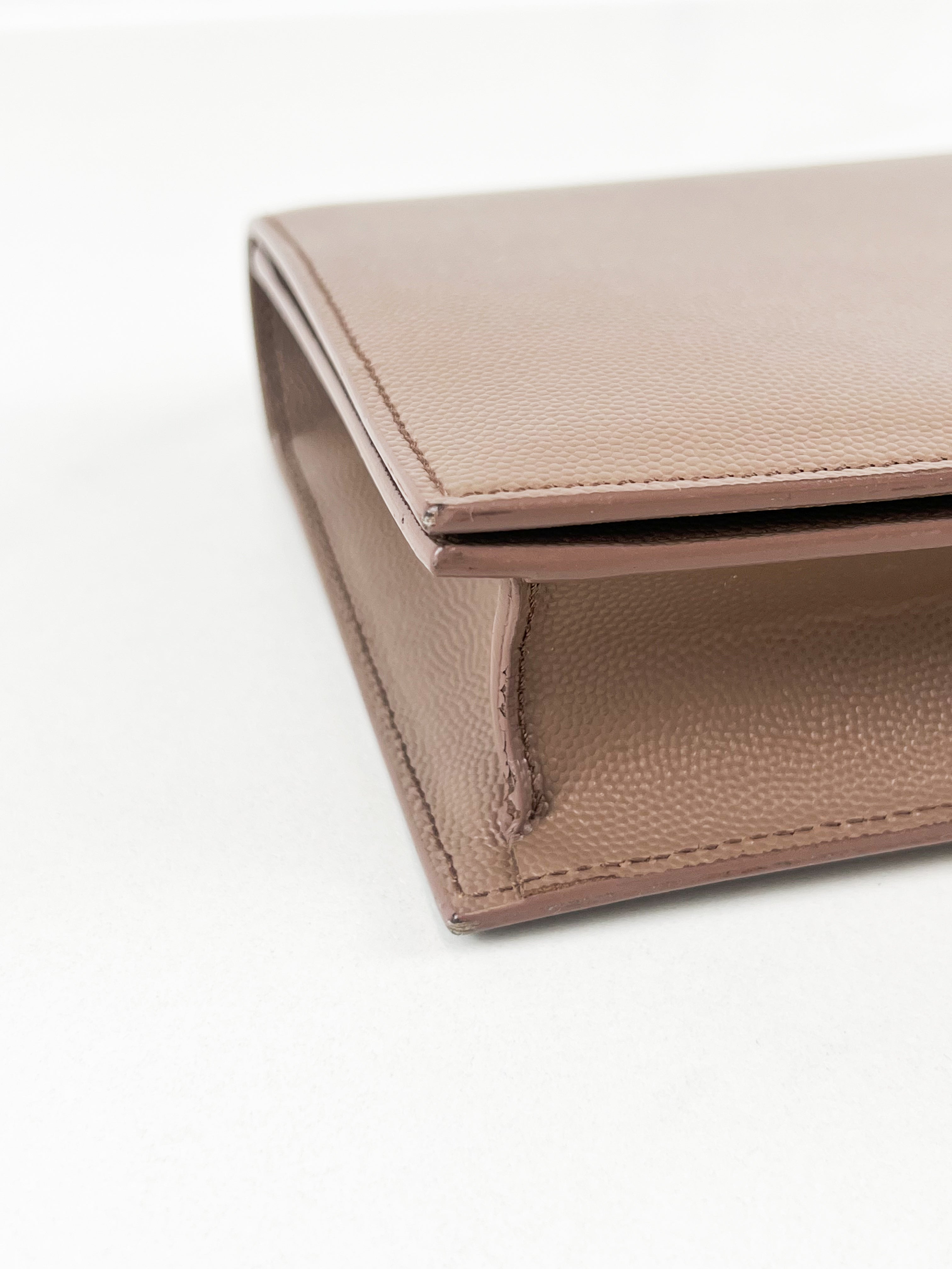 Saint Laurent Taupe Clutch SHW