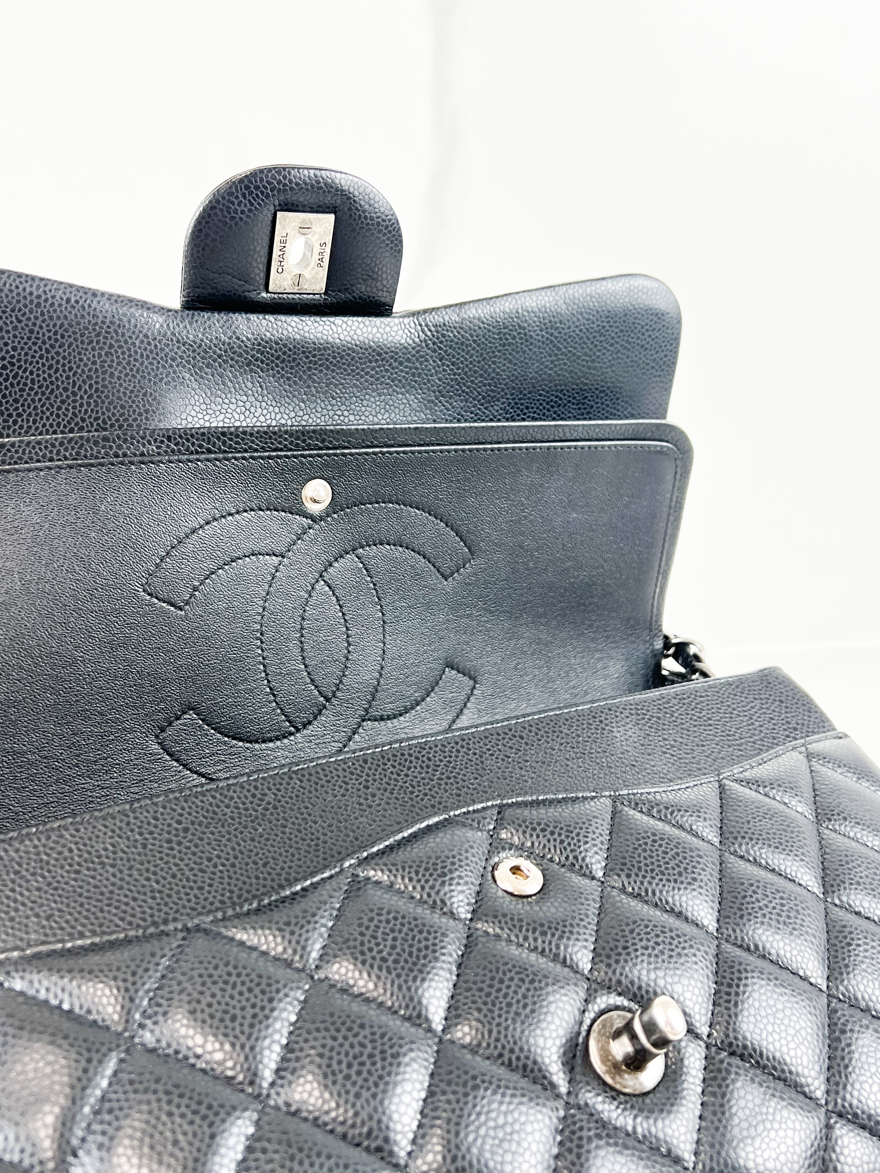Chanel Jumbo Black Classic Double Flap Caviar Shoulder Bag