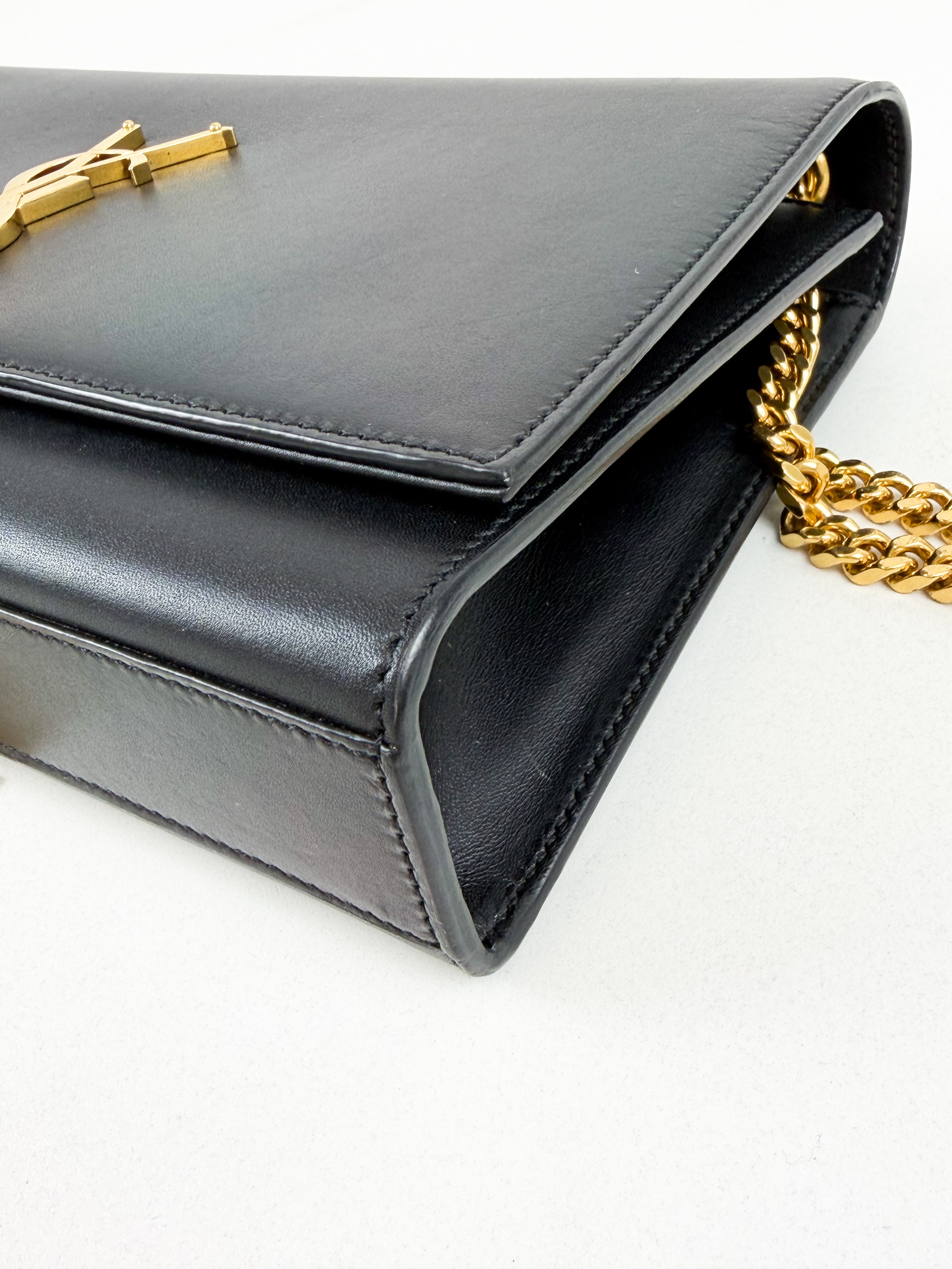 Saint Laurent Black Kate Medium Tassel Chain Bag with GHW