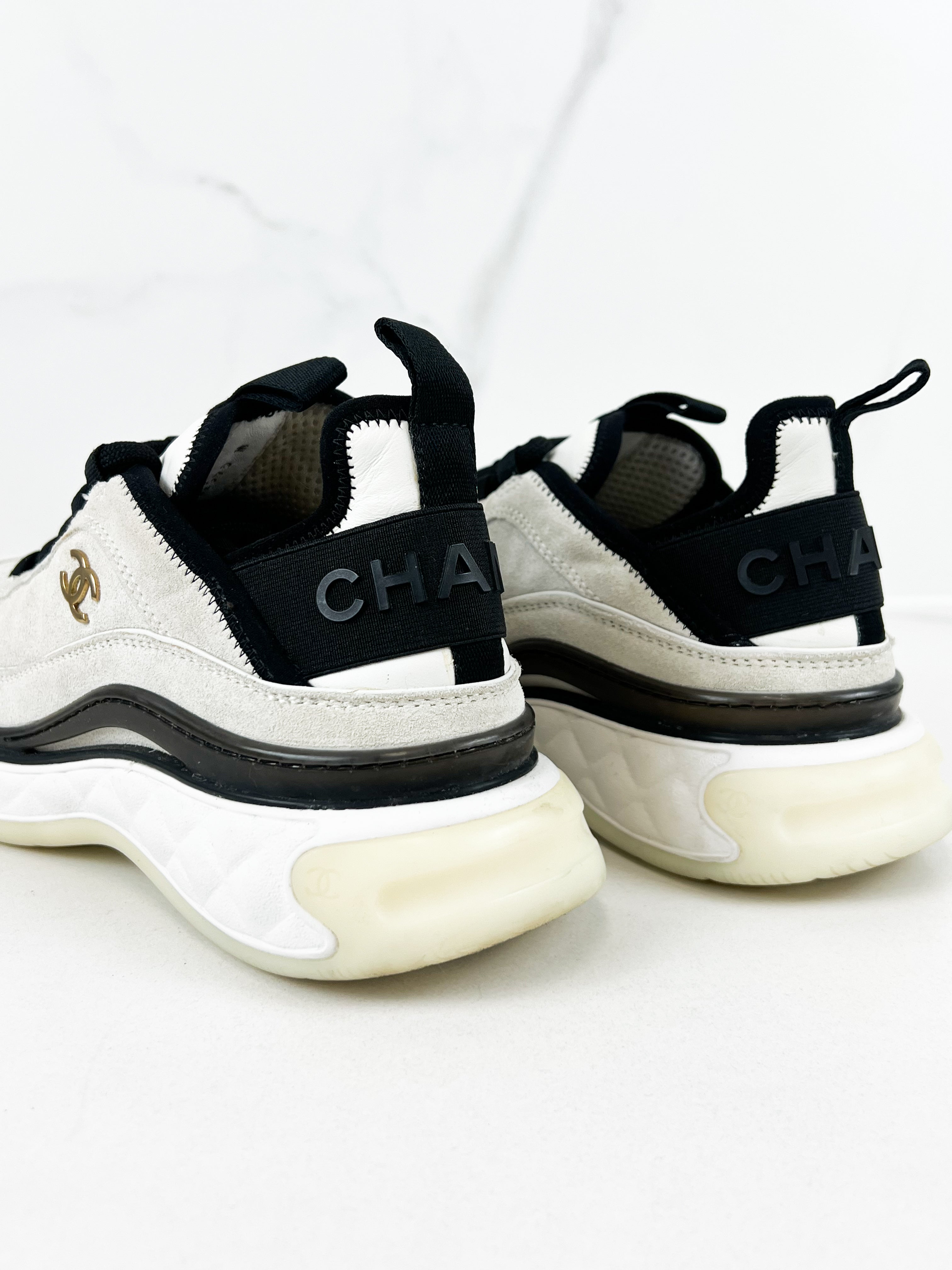 Chanel CC White & Black Sneaker Size 36.5