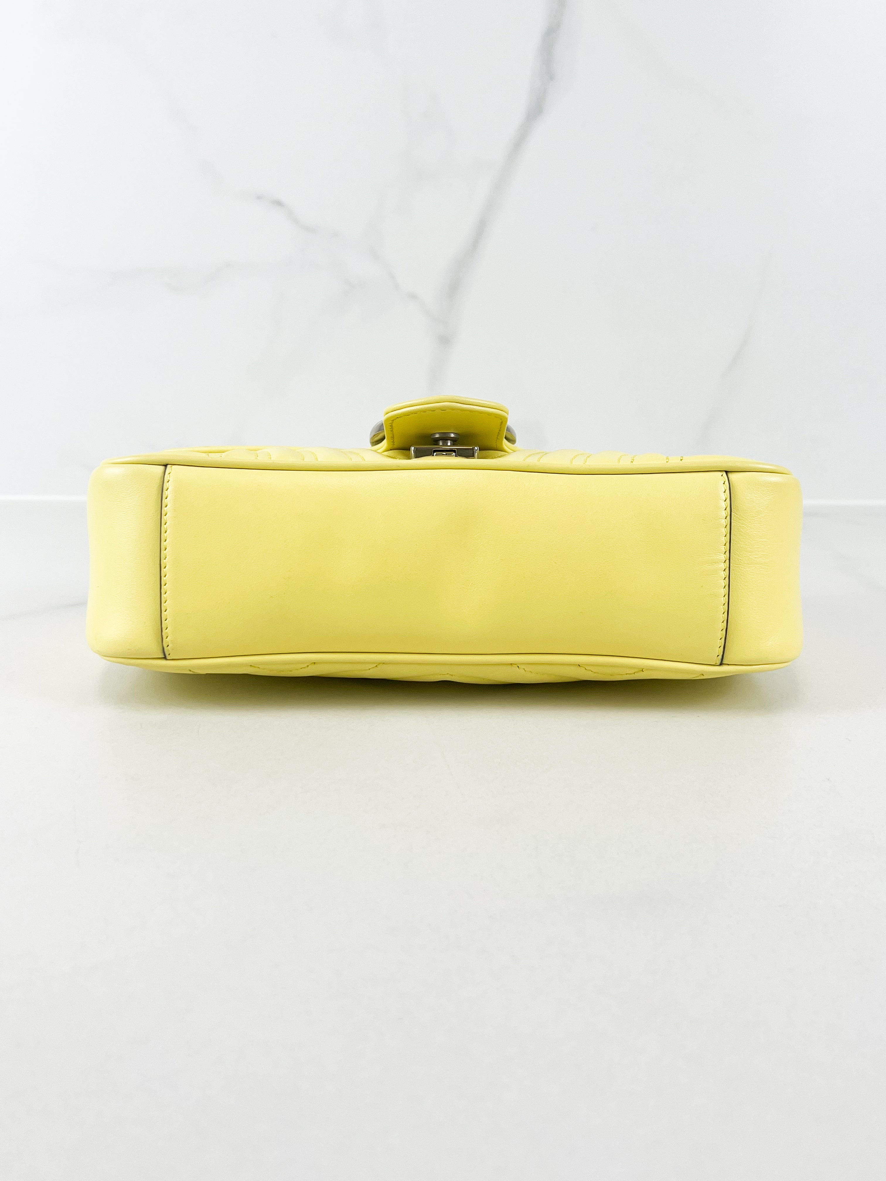 Gucci GG Marmont Matelasse Medium Yellow Flap Shoulder Bag