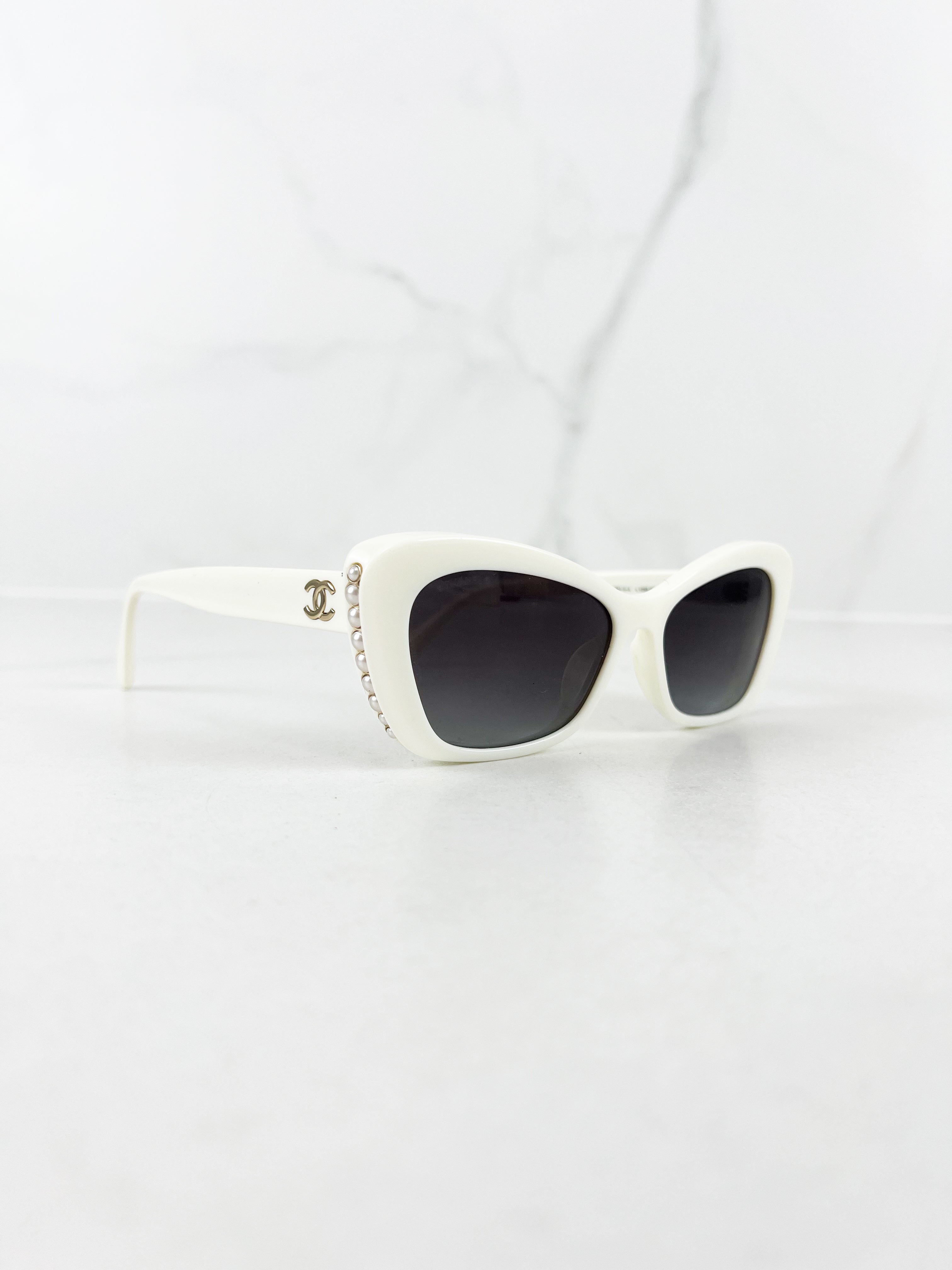 Chanel CC White Pearl Sunglasses