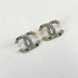 Chanel CC Medium Blue & Silver Stud Earrings