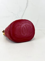 Chanel Red Affinity Drawstring Bucket Bag With Top Handle