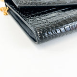 Saint Laurent Uptown Chain Wallet in Croc Leather