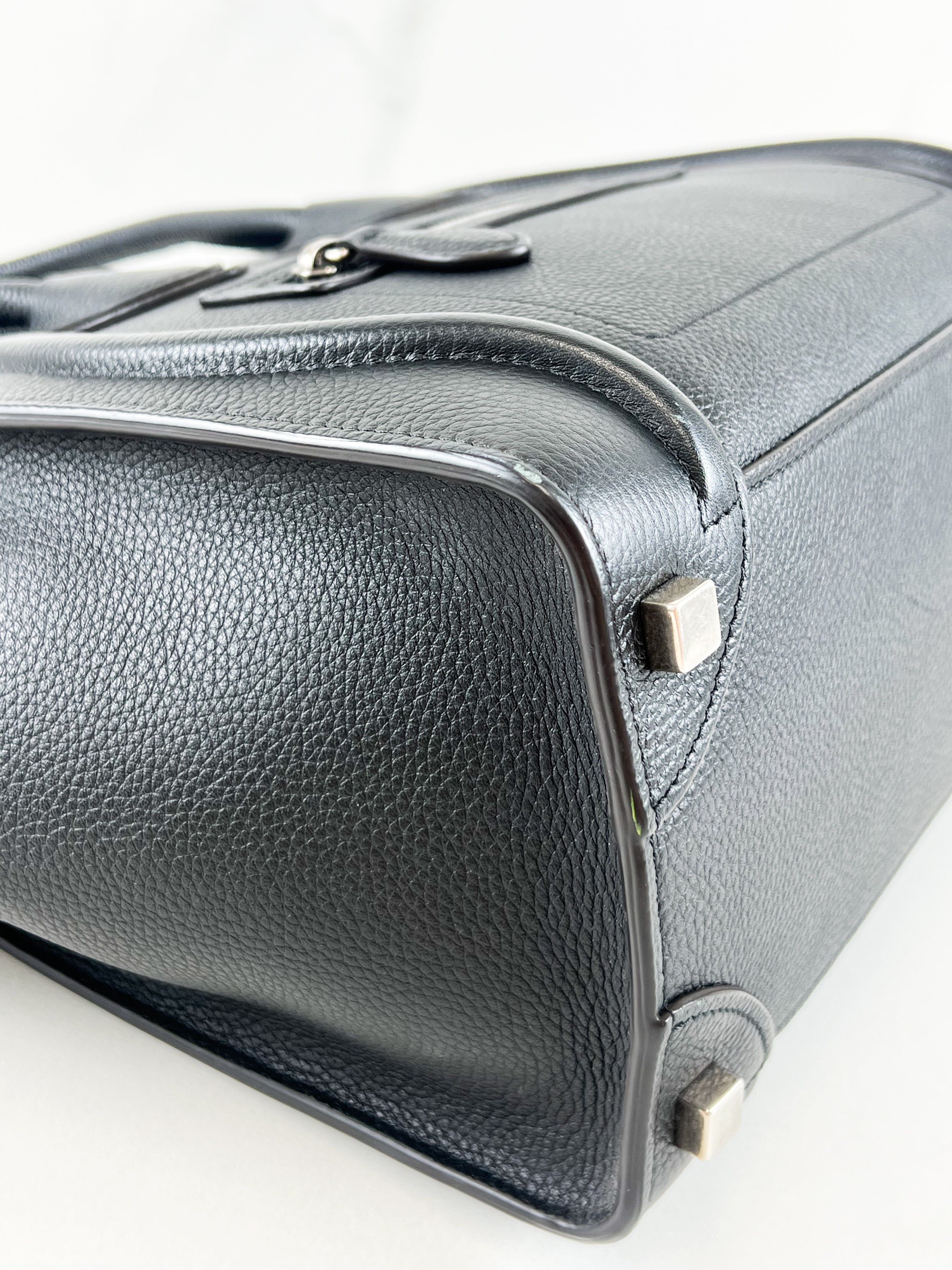 Celine Micro Luggage Drummed Calfskin Tote