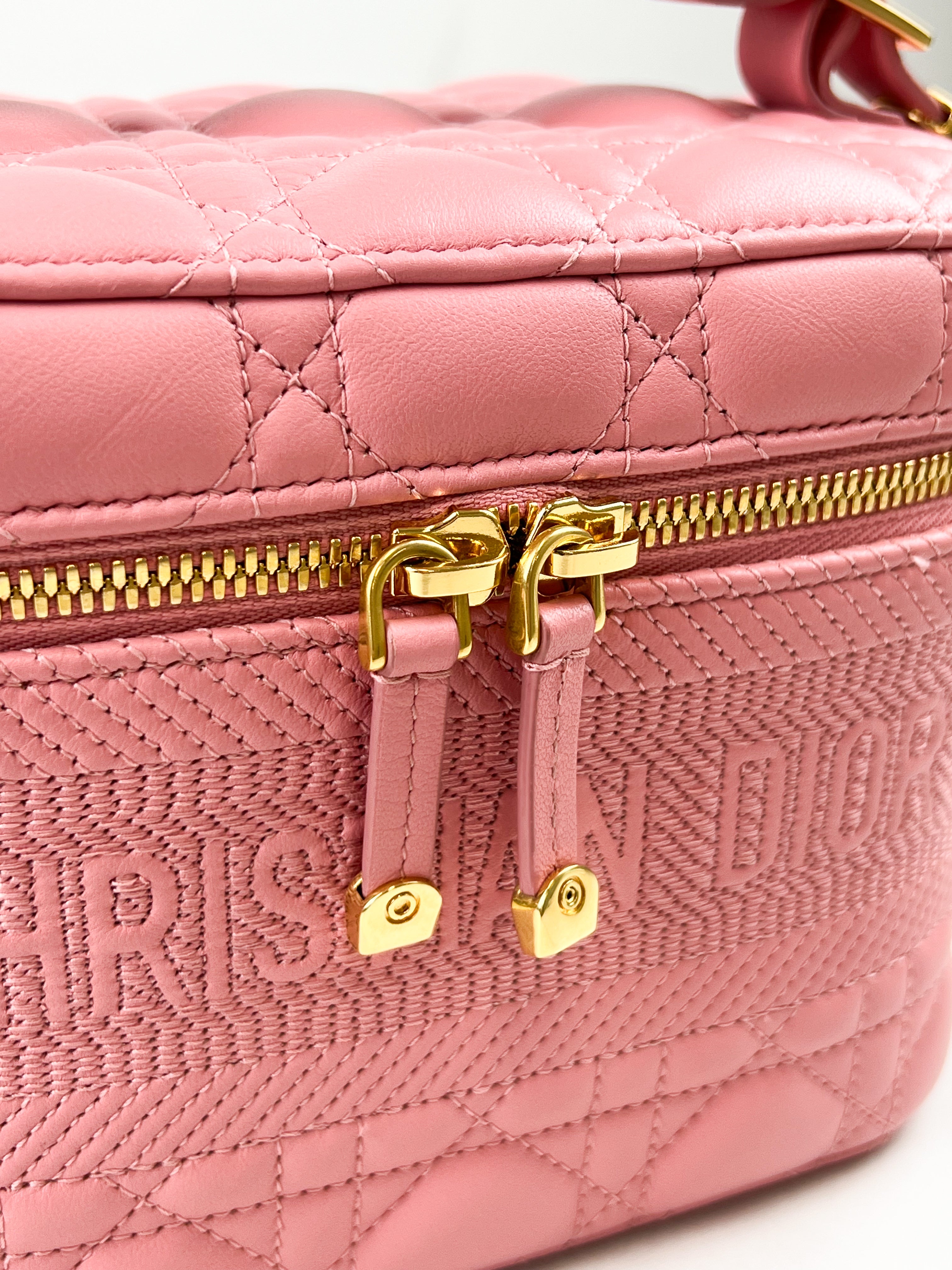 Christian Dior Travel Vanity Case in Pink Cannage Lambskin