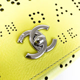 Chanel Logo Eyelets Flap Bag in Lime Yellow