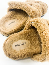 Hermes Chypre Shearling Sandals Size 37