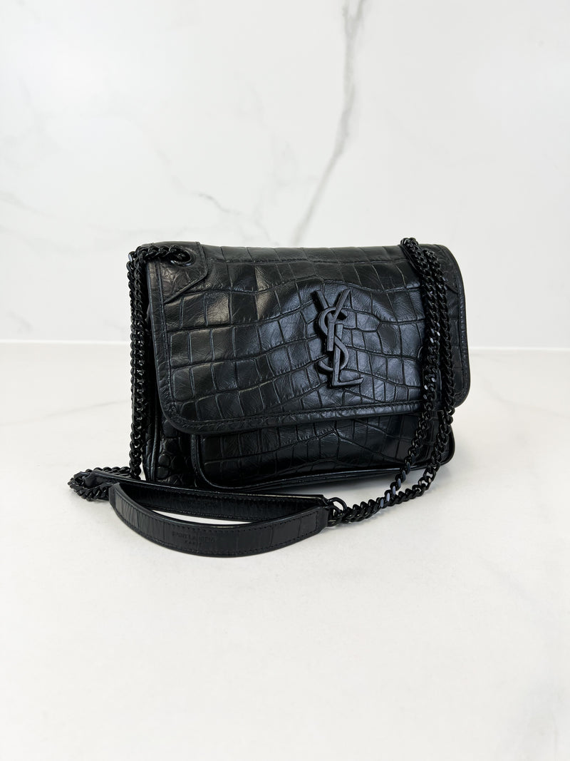 Saint Laurent Nikki Chain Bag in Crinkled Leather