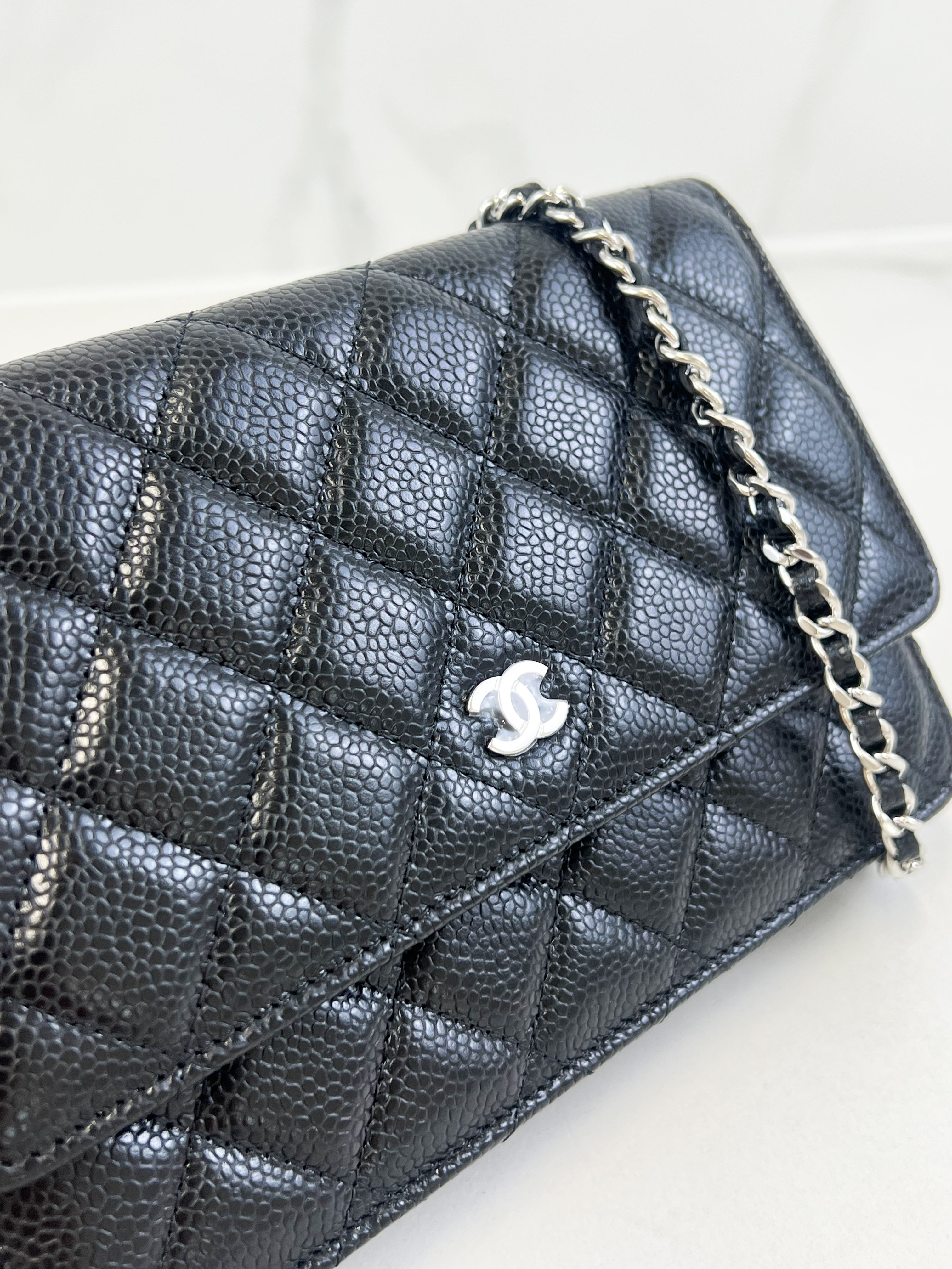Chanel Black Classic Caviar CC WOC with SHW