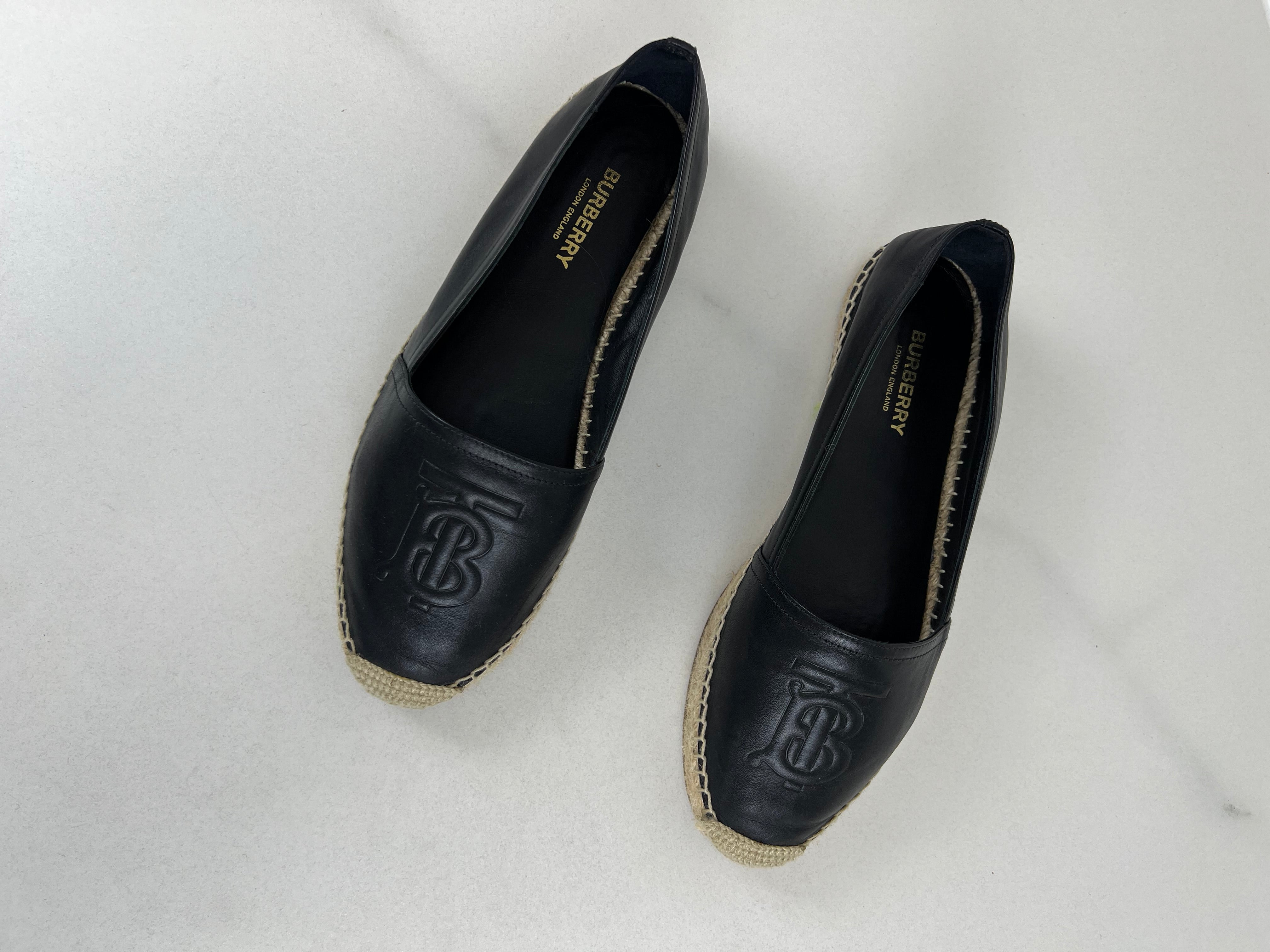 Burberry Monogram Motif Leather Espadrilles Size 38.5