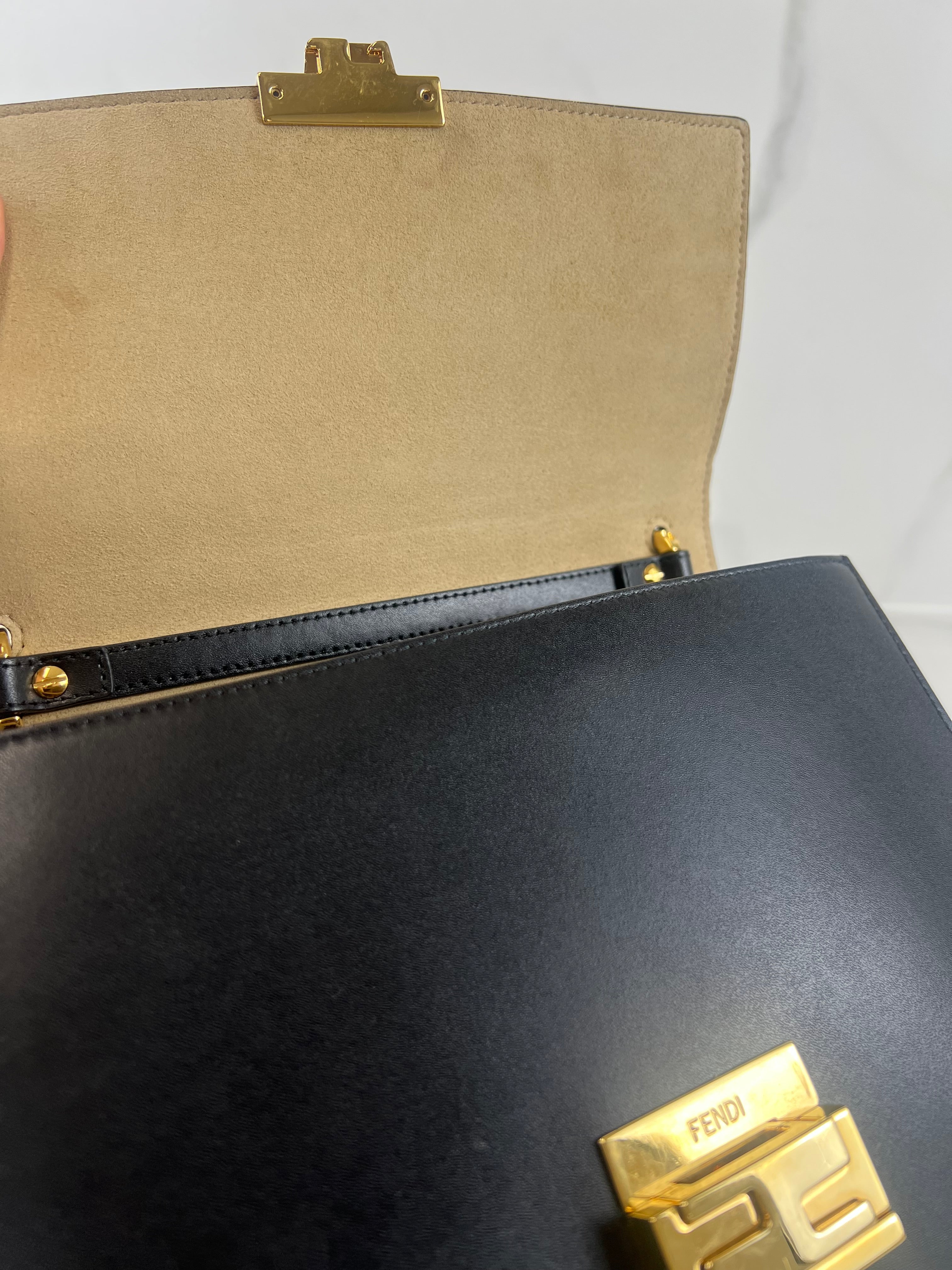 Fendi Kan I Medium Embossed Shoulder Flap Bag