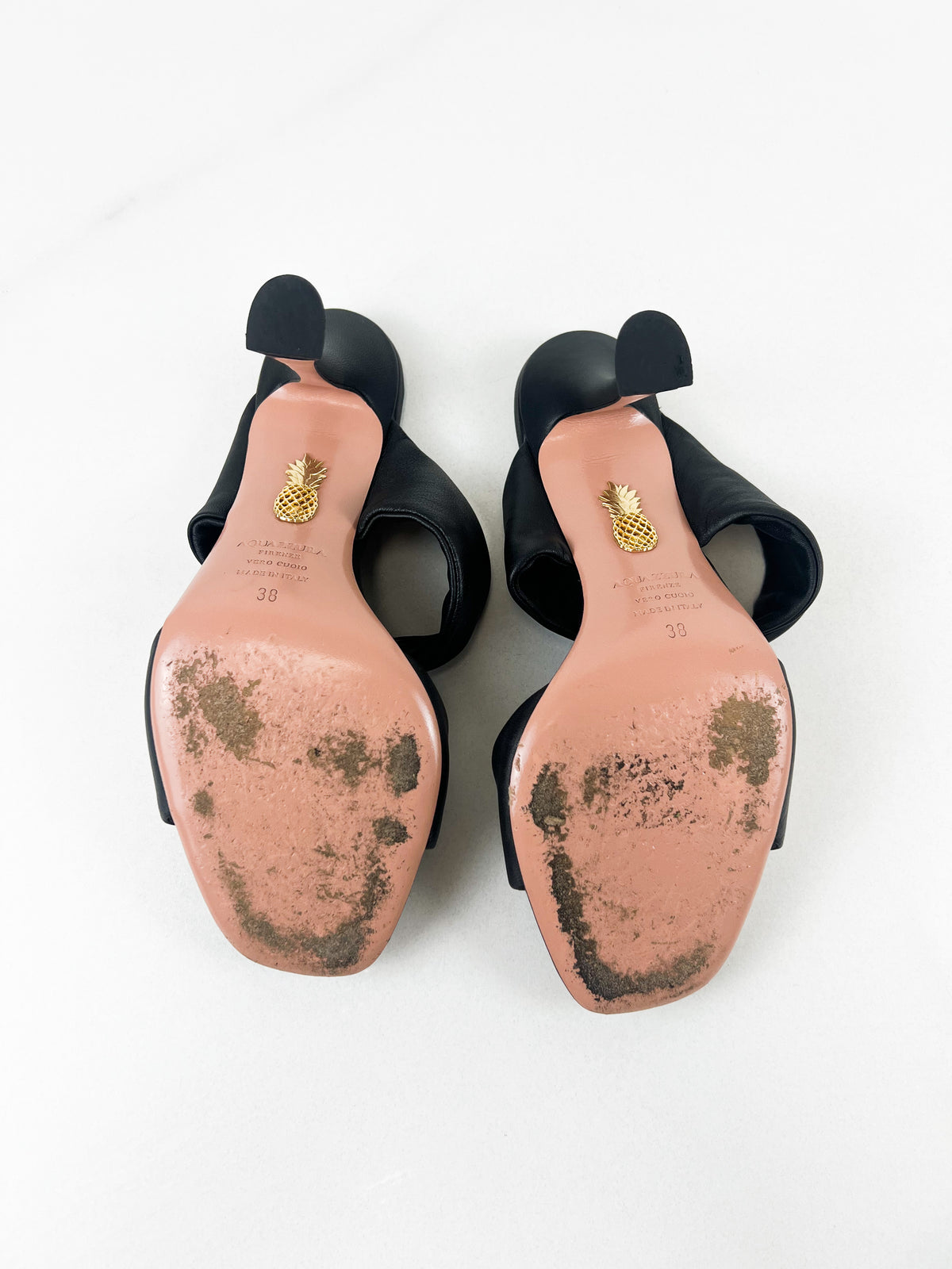 Aquazzura Twist Sandals 95mm in Black Leather Size 38