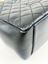 Chanel Black Caviar CC Logo Embossed GST Tote