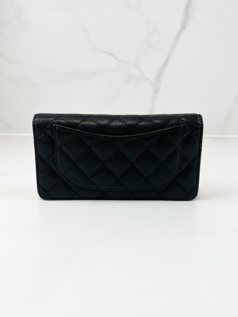 Chanel CC Black Caviar Flap Wallet GHW