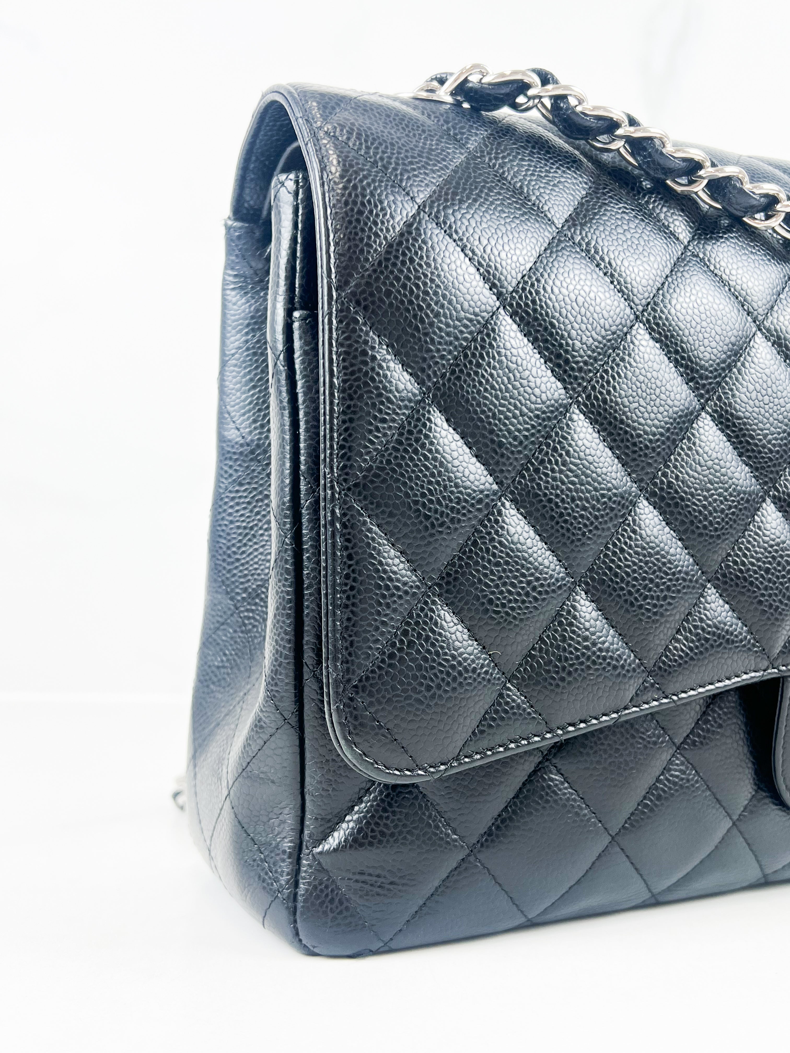 Chanel Jumbo Black Classic Double Flap Caviar Shoulder Bag