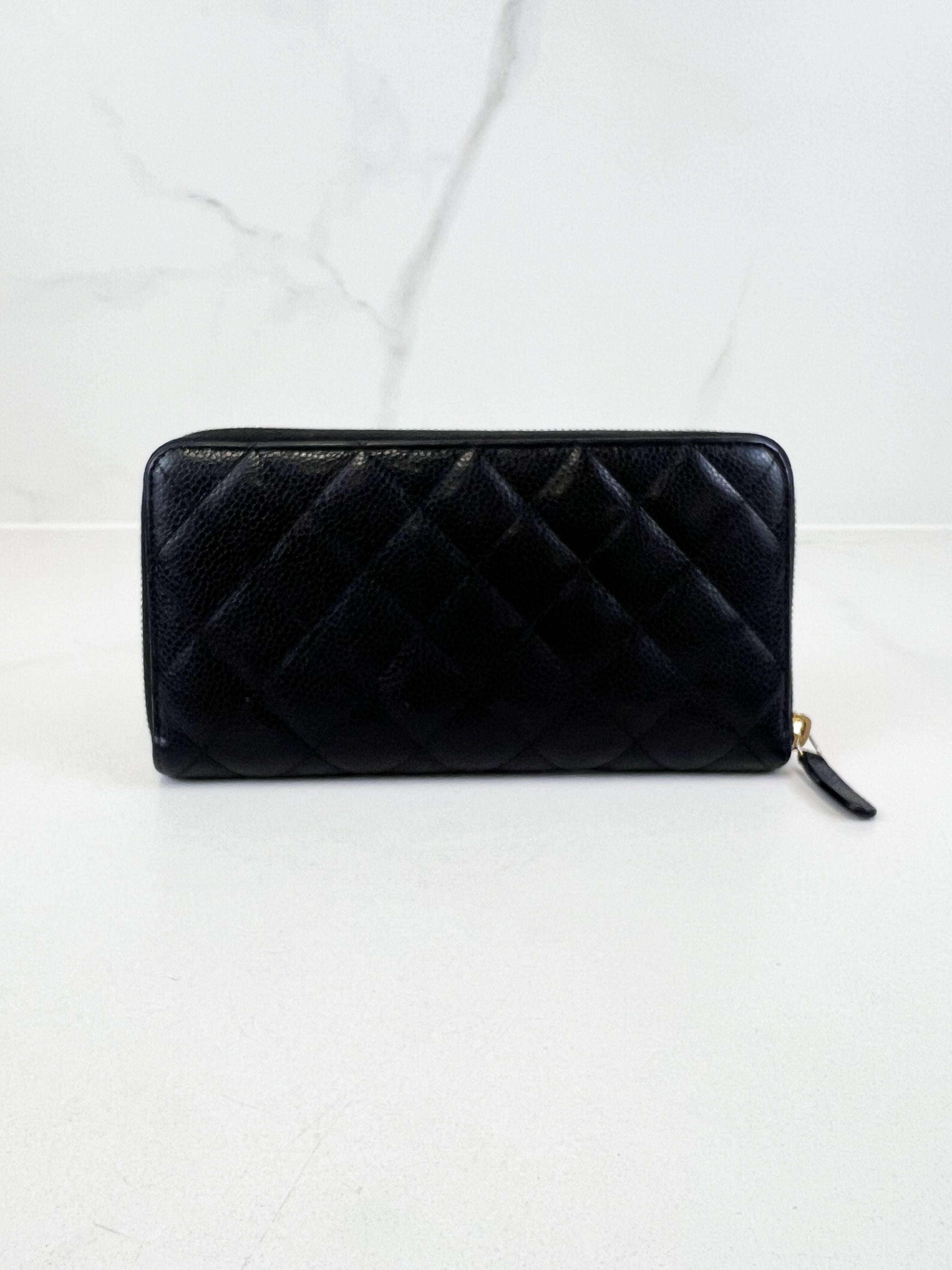 Chanel Classic Caviar Zip Around CC Wallet