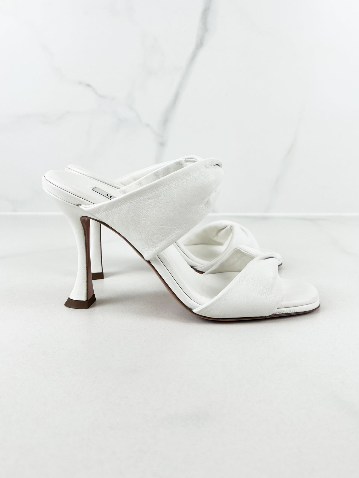 Aquazzura Twist Sandals 95mm in White Leather Size 37