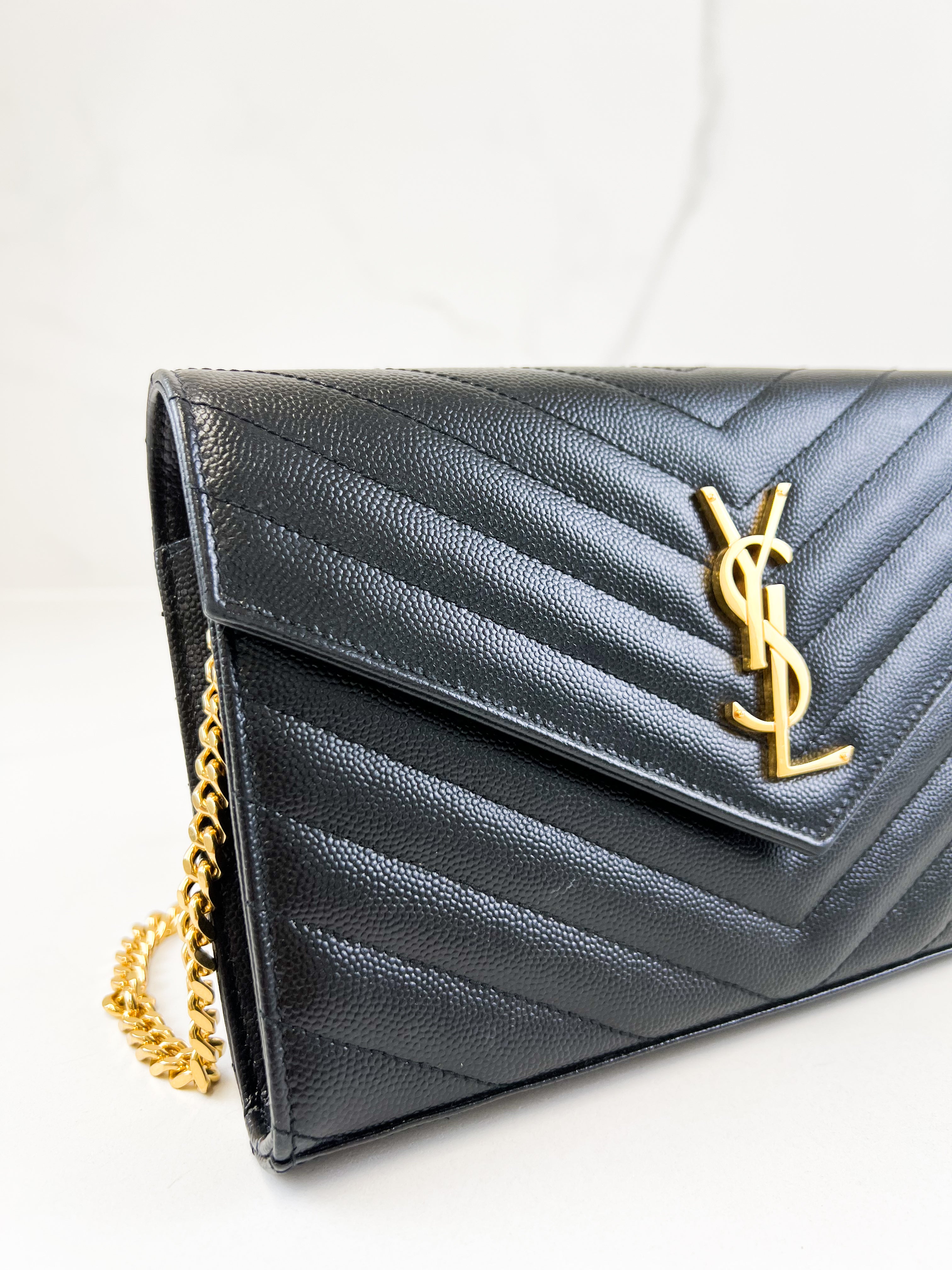 Saint Laurent Black Cassandre Chain WOC with GHW