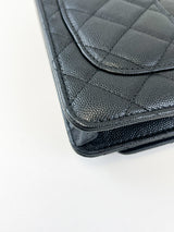 Chanel Black Caviar CC Classic Wallet On Chain GHW