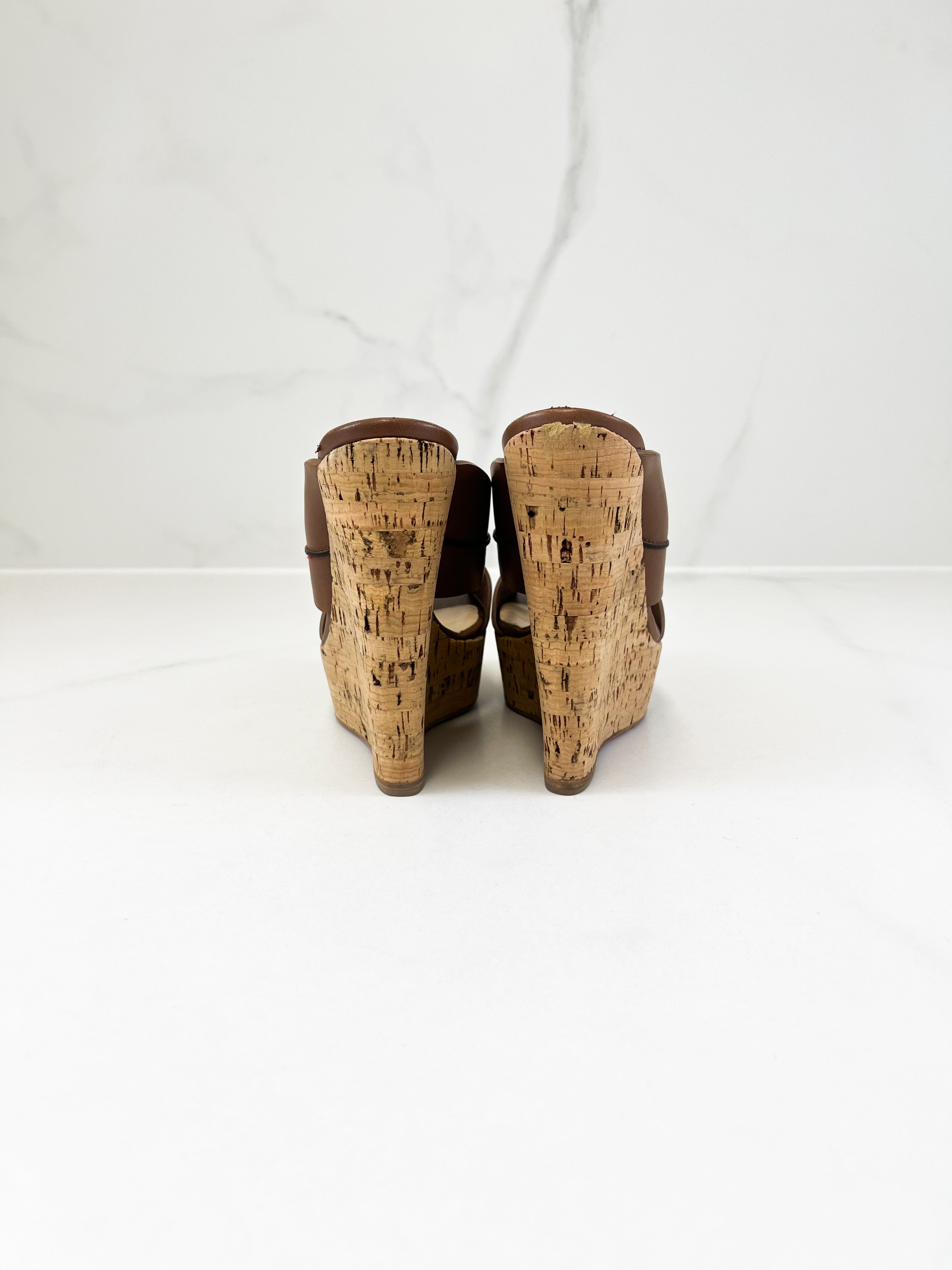 Christian Louboutin Brown Marty Wedge Sandal Size 37