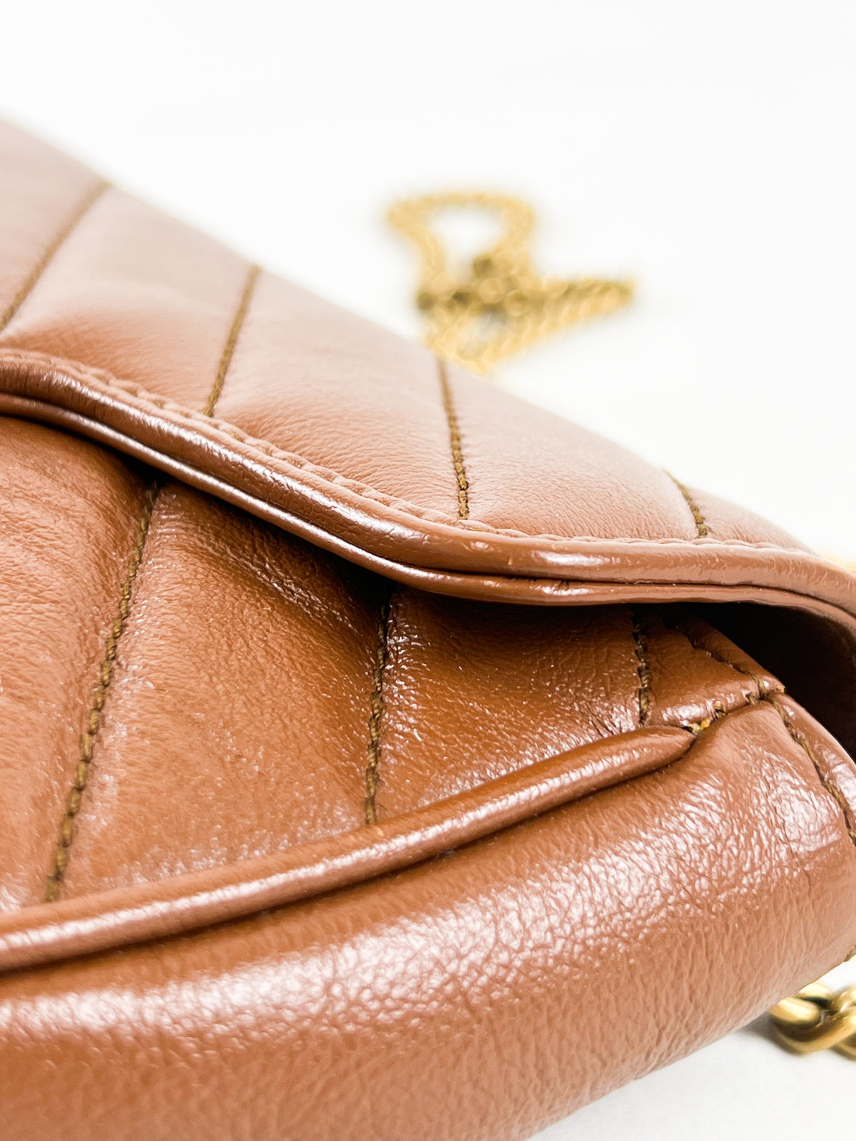Gucci Brown Leather GG Marmont Matelasse Super Mini Bag