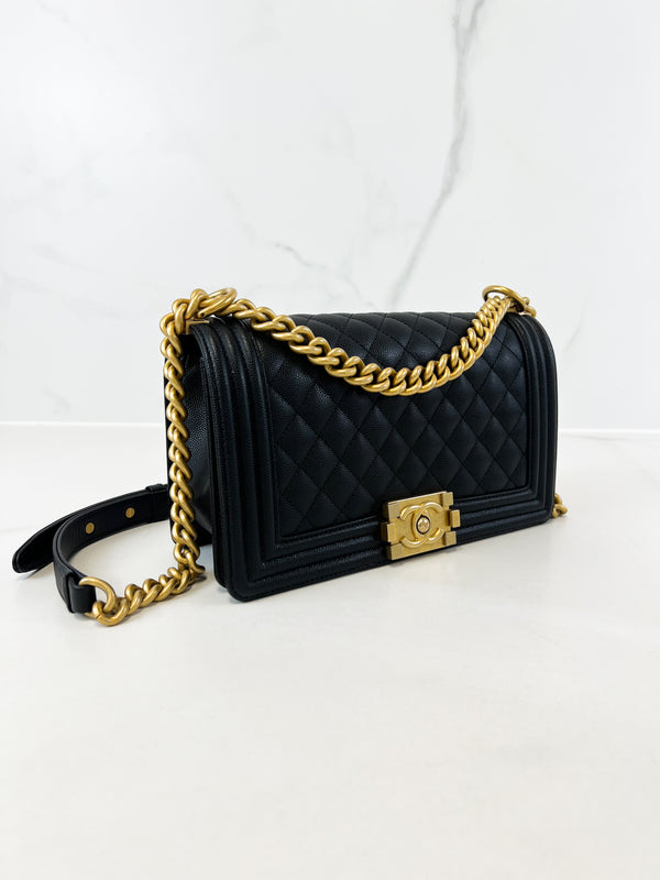 Chanel Black Old Medium Caviar Boy Bag GHW