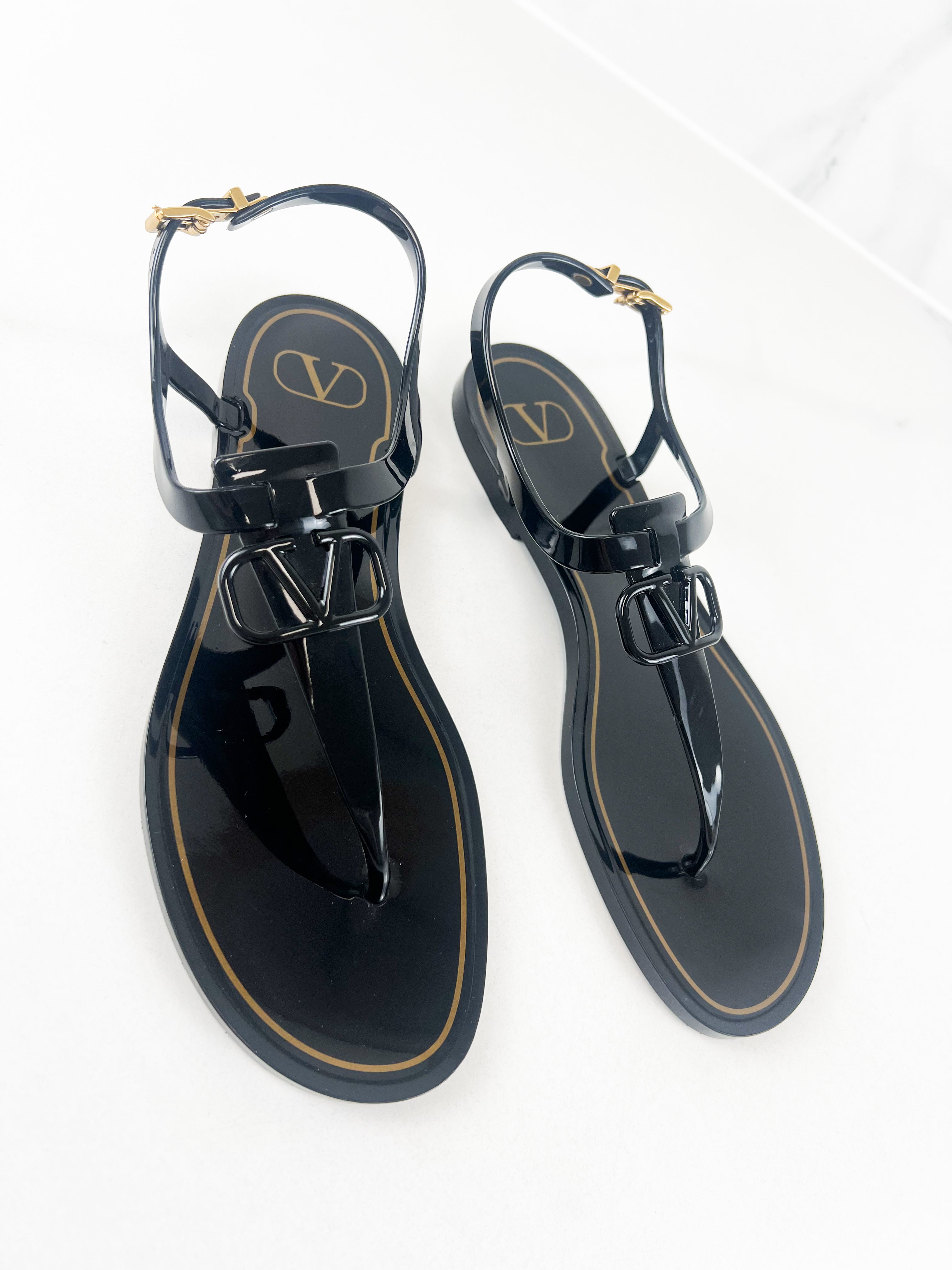 Valentino Black Jelly VLogo Sandals Size 41