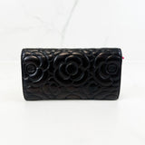 Chanel Camelia Lambskin Bi-Fold Black Wallet