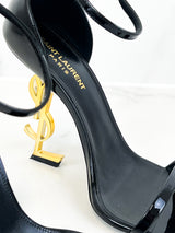 Saint Laurent Opyum Leather Black Sandal Size 40
