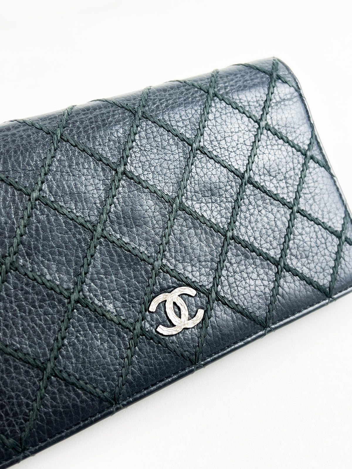 Chanel CC Black Aged Calfskin Flap Wallet SHW