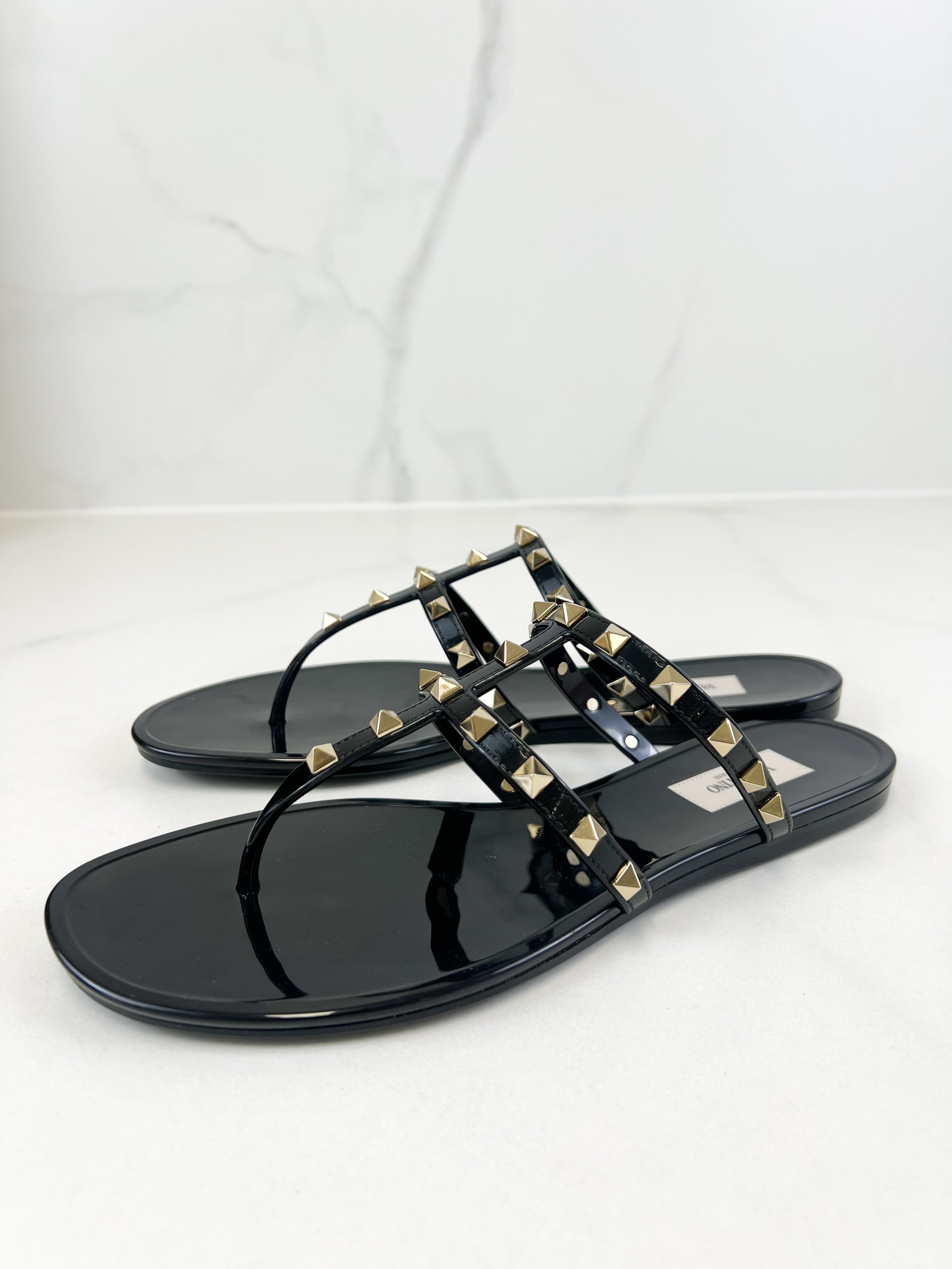 Valentino Garavani Rockstud PVC Thong Sandal Size 41