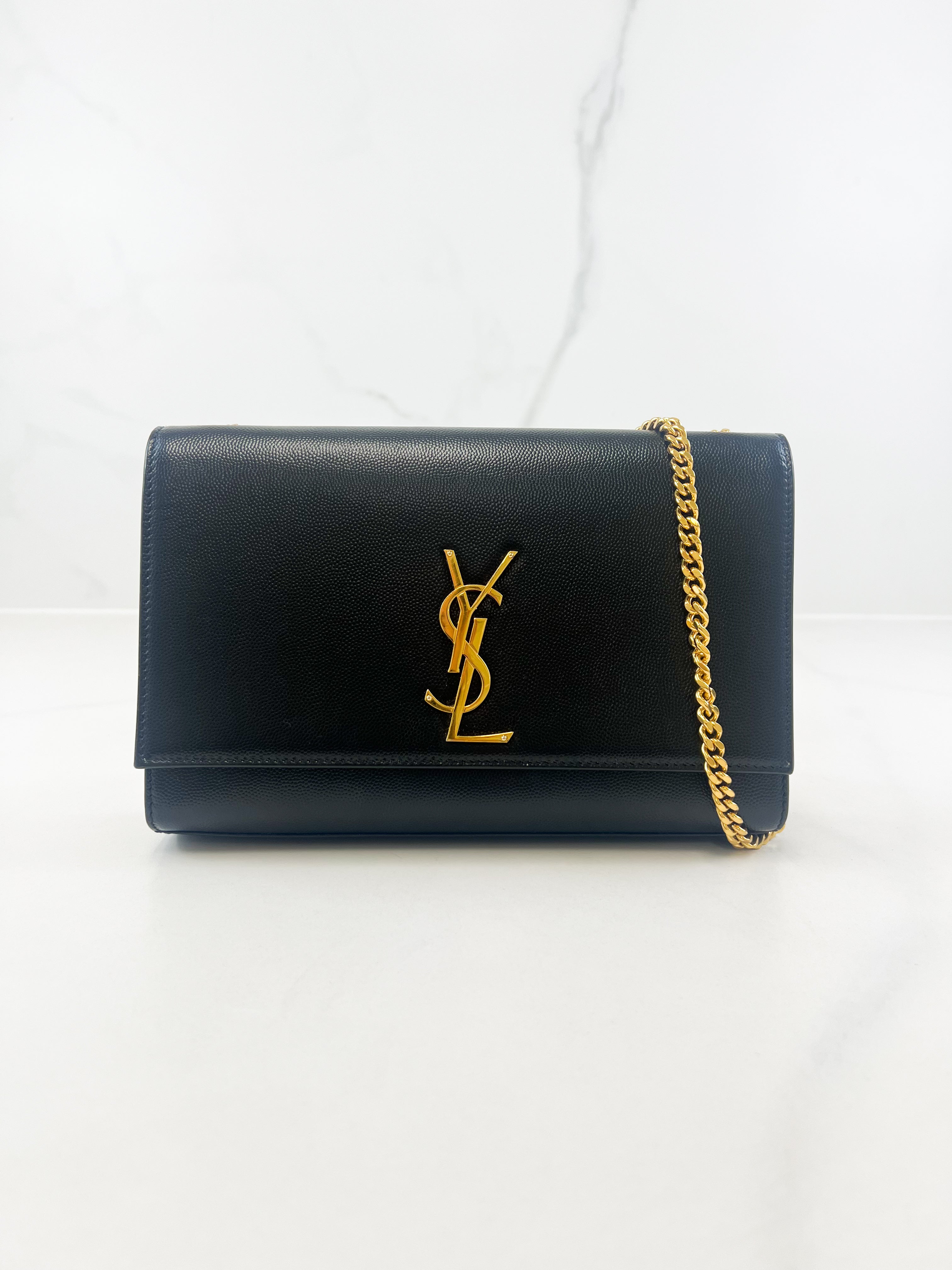 Saint Laurent Black Kate Medium Chain Bag with GHW