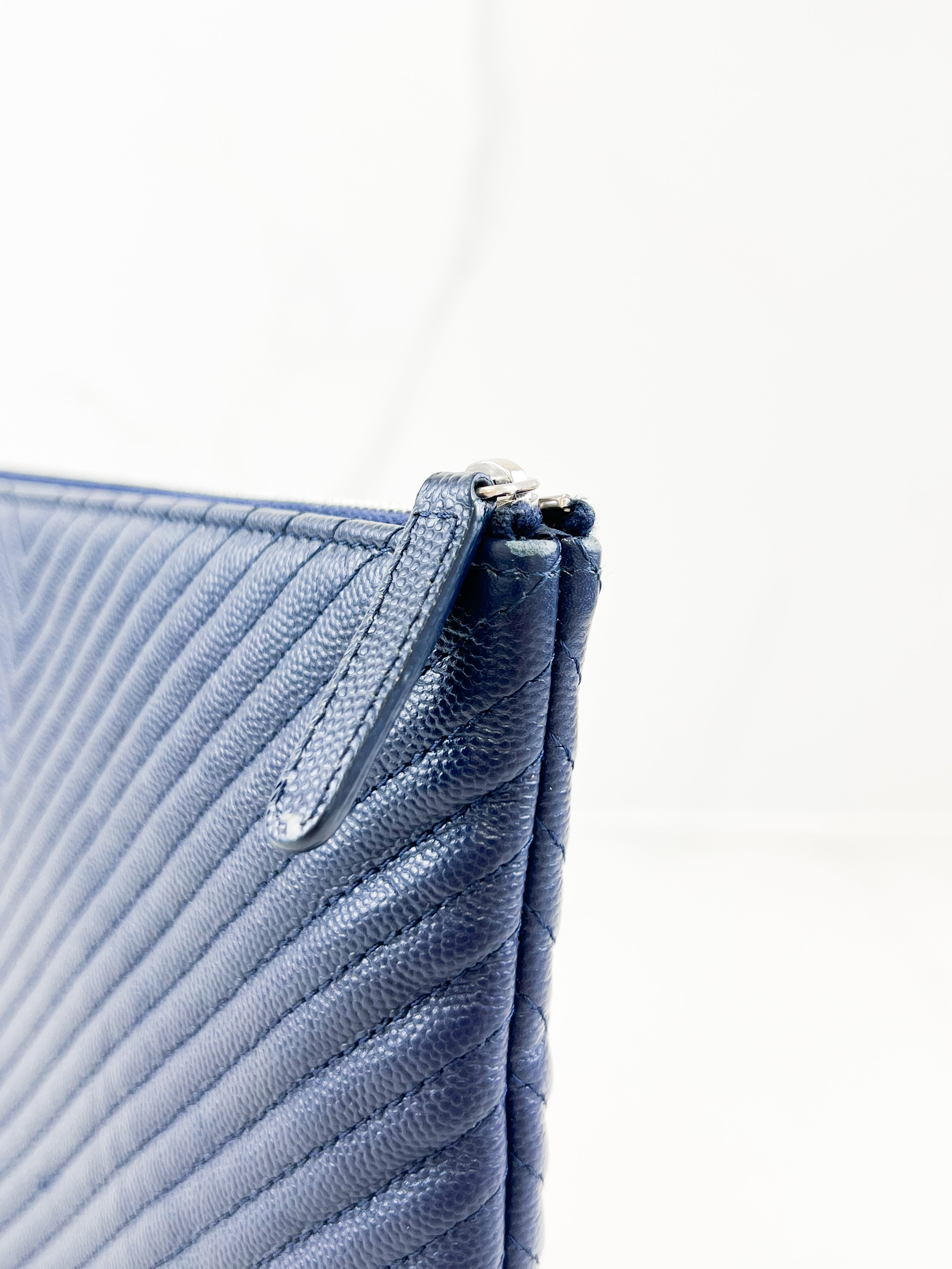 Chanel Large O Case Clutch in Navy Caviar