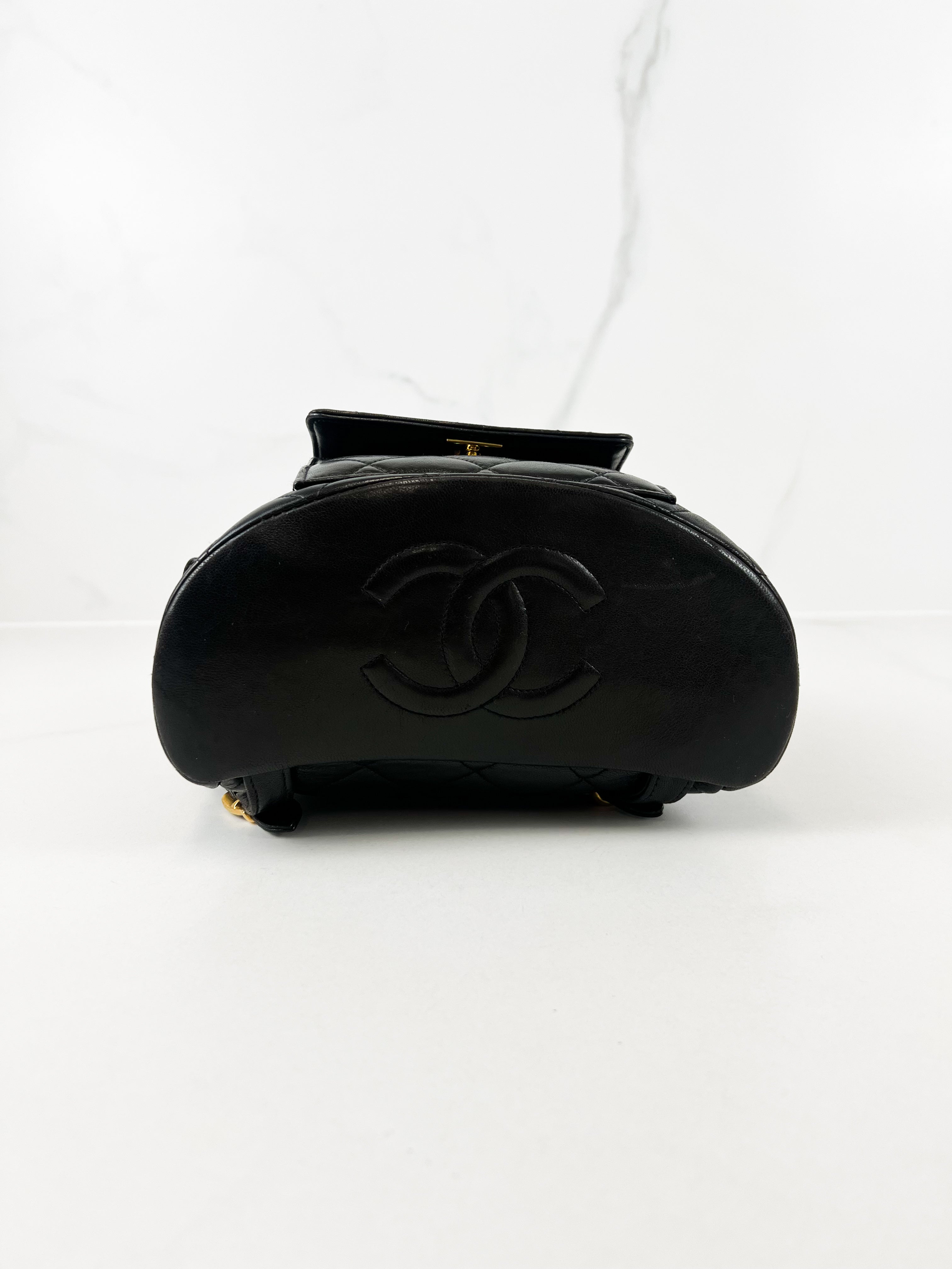 Chanel Black Leather Quilted Calfskin Backpack with GHW