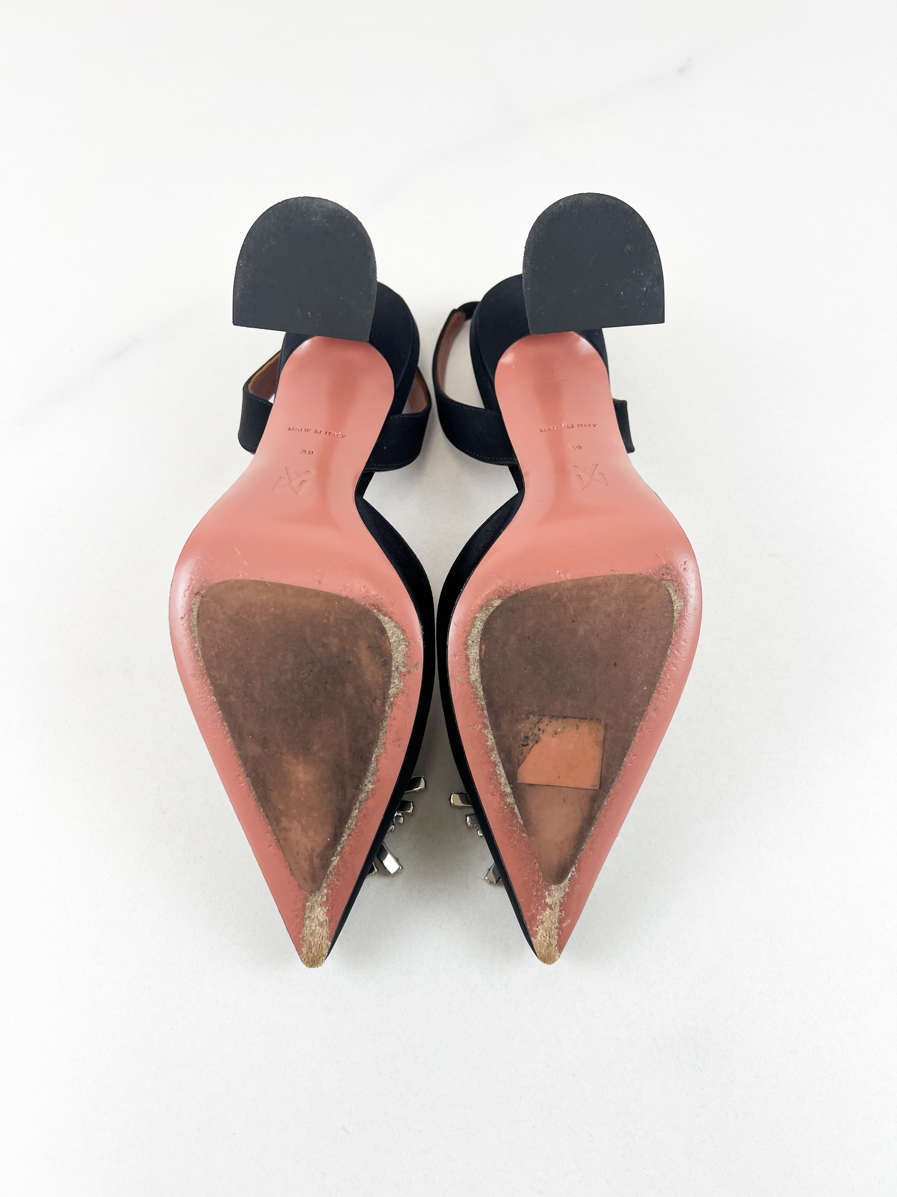 Amina Muaddi Begum Black 95 Slingback Size 39