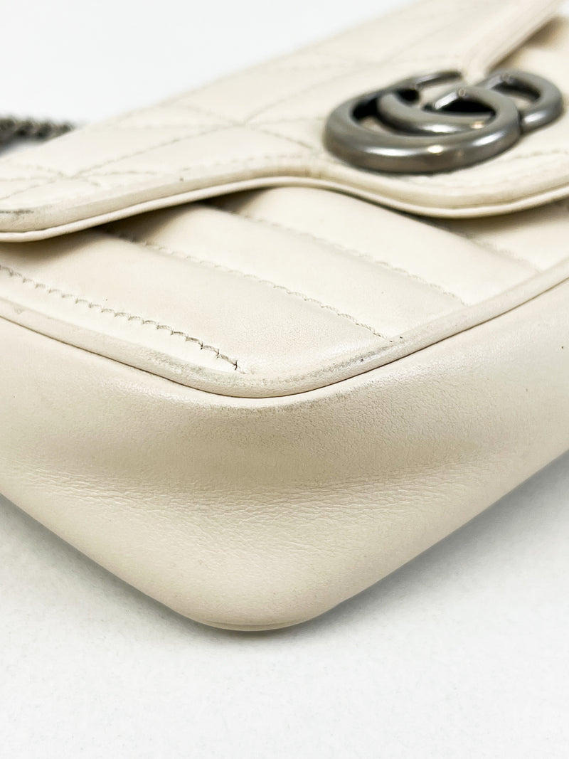 Gucci White GG Marmont Matelasse Super Mini Bag