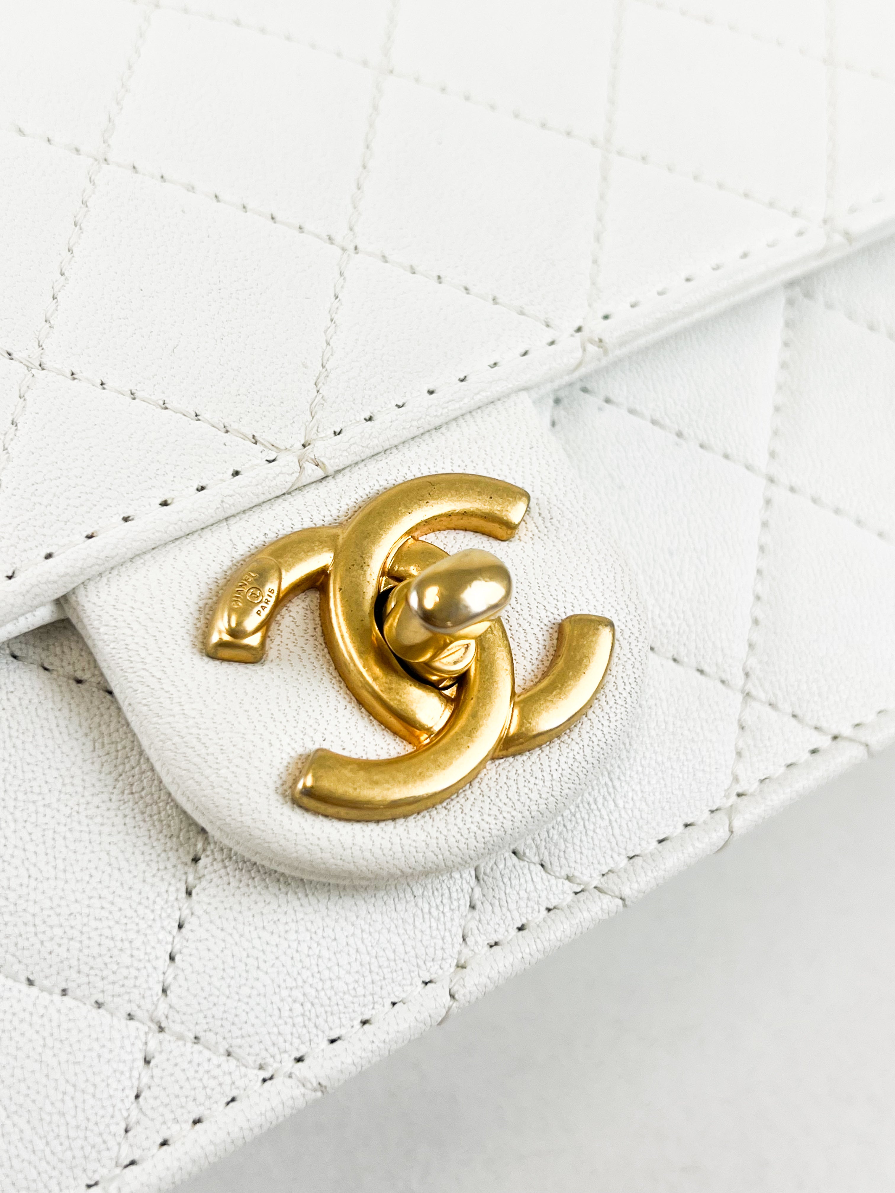 Chanel White Pearl Chain Flap