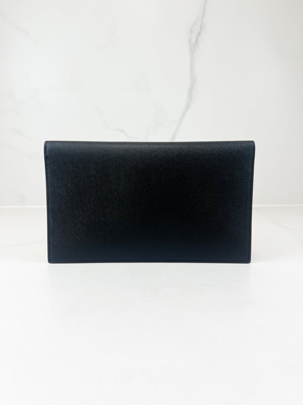 Saint Laurent Black Uptown Envelope Clutch