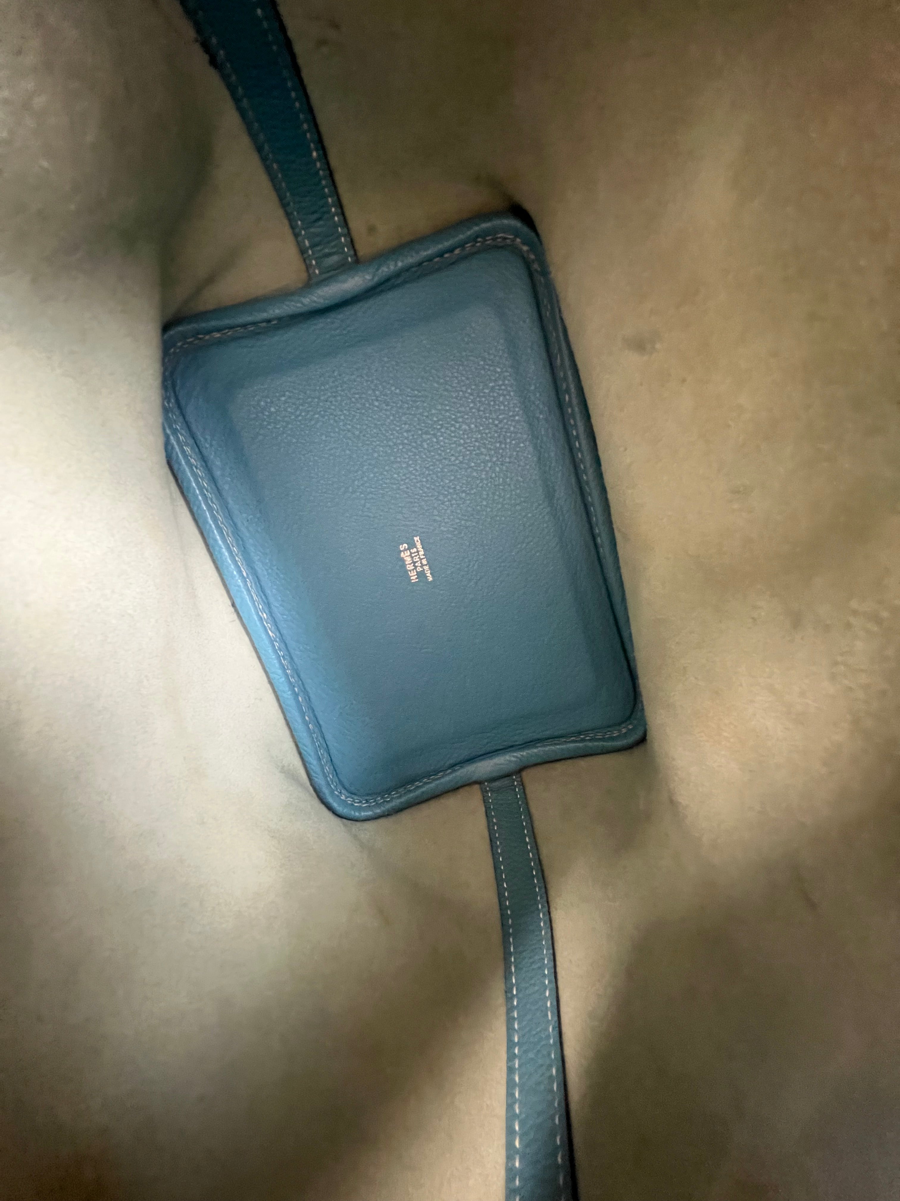 Hermes Vintage Picotin 18 in Bleu Jean Clemence Leather