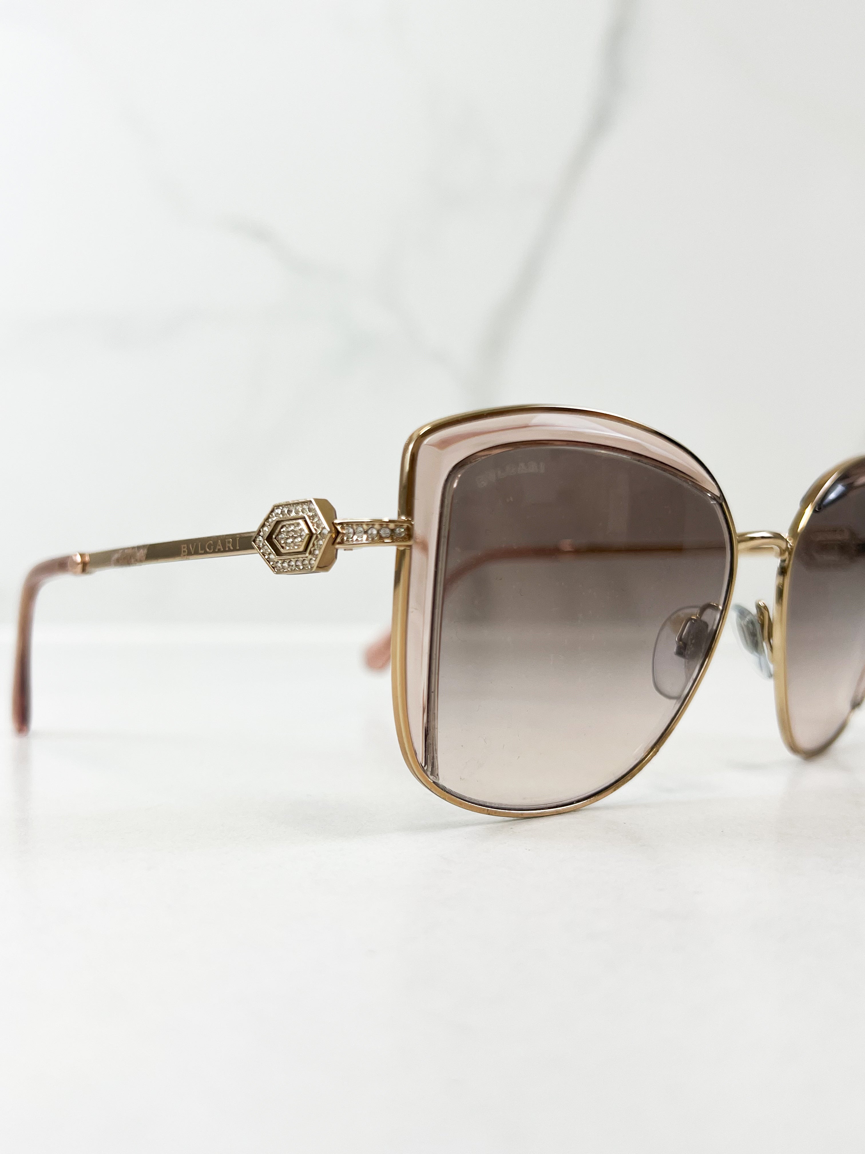 Bvlgari Cateye Gold Embellished Sunglasses